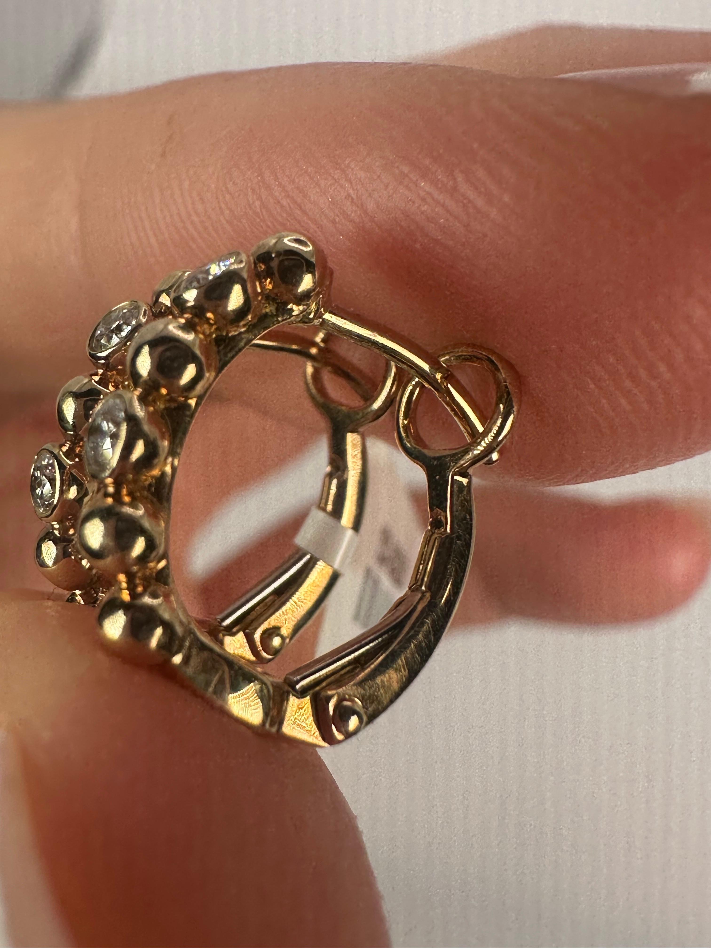Bubble Hoop diamond earrings 14KT gold For Sale 9