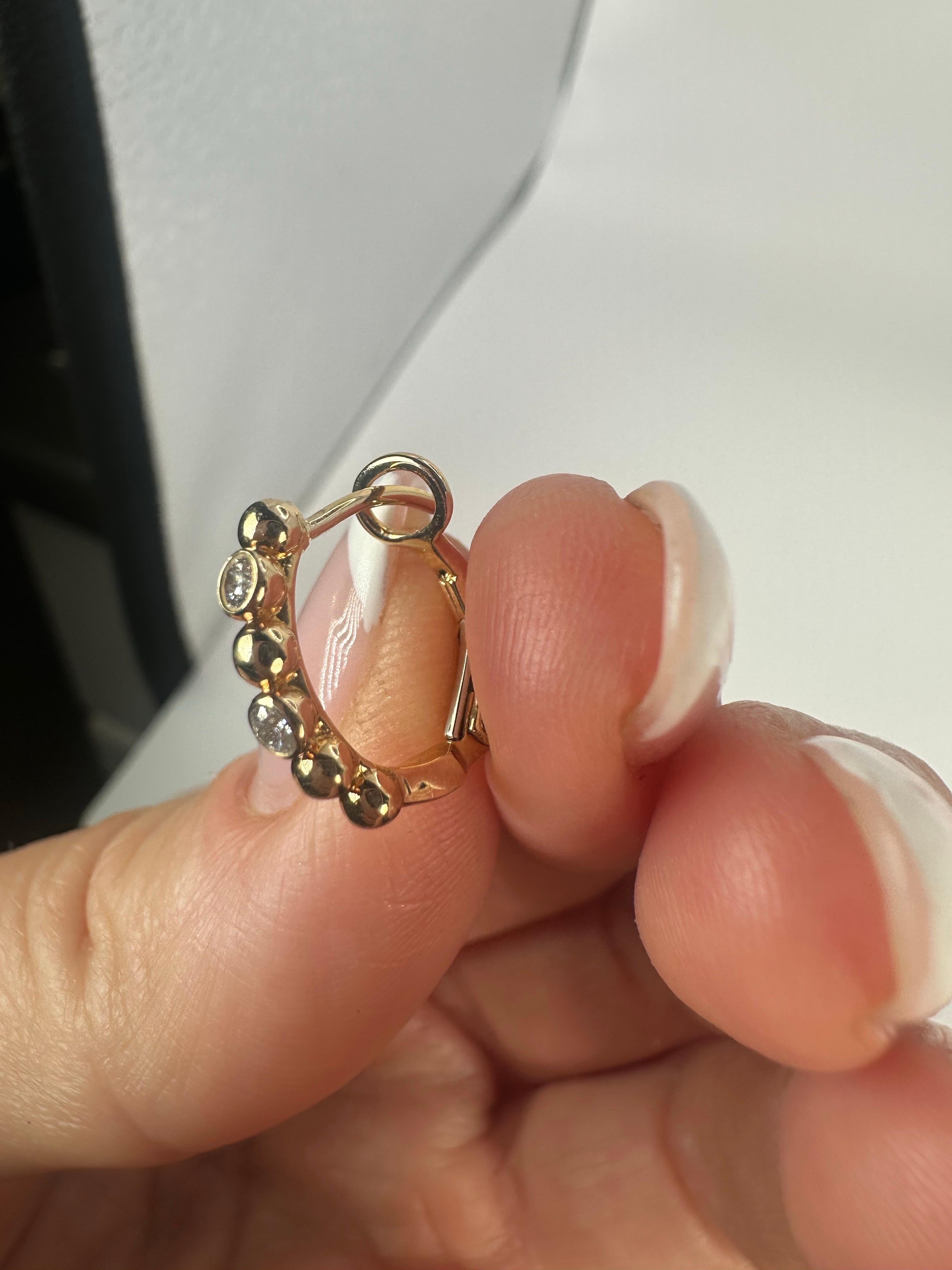 Bubble Hoop diamond earrings 14KT gold For Sale 12