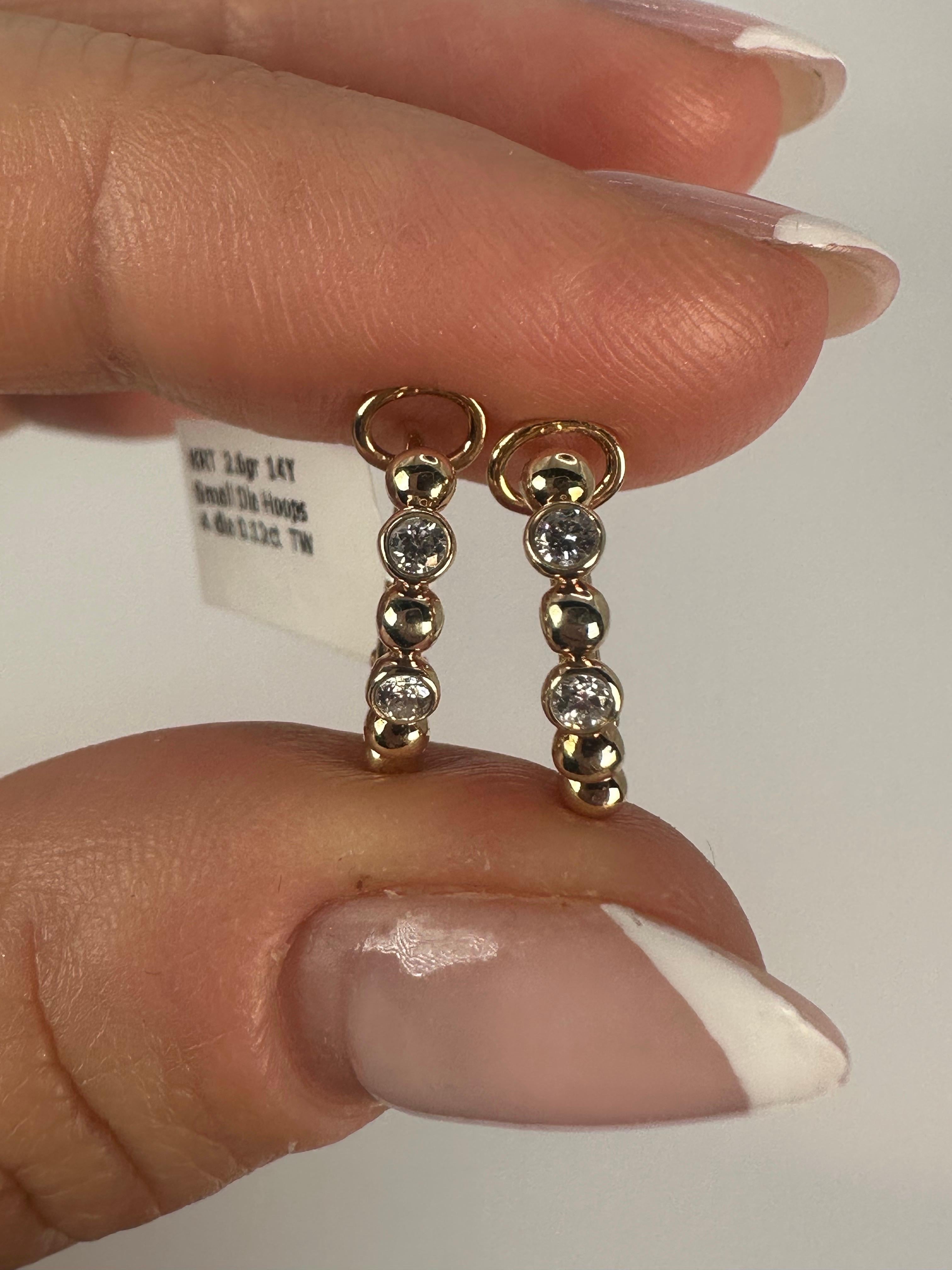 Bubble Hoop diamond earrings 14KT gold In New Condition For Sale In Jupiter, FL