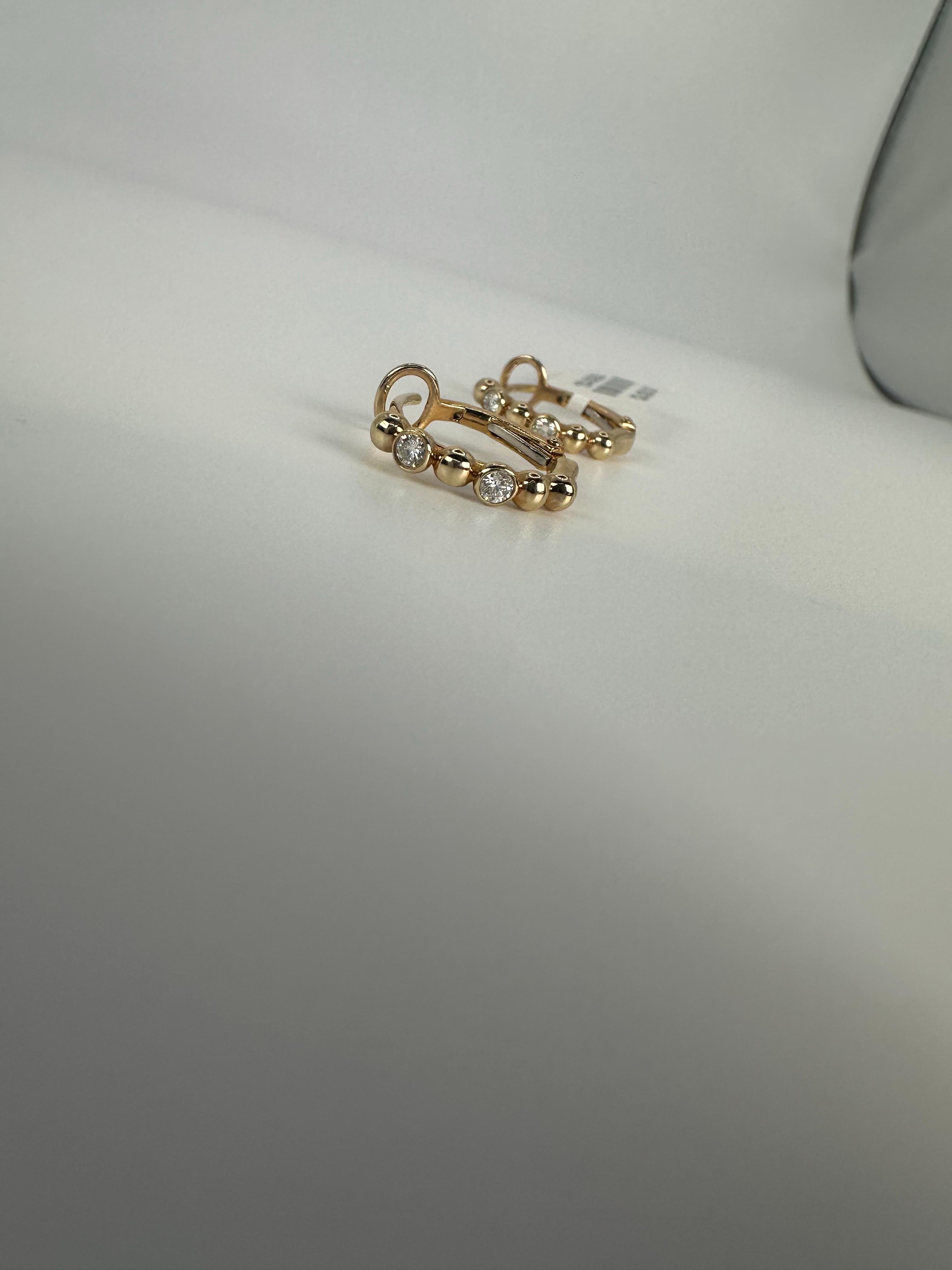 Bubble Hoop diamond earrings 14KT gold For Sale 1
