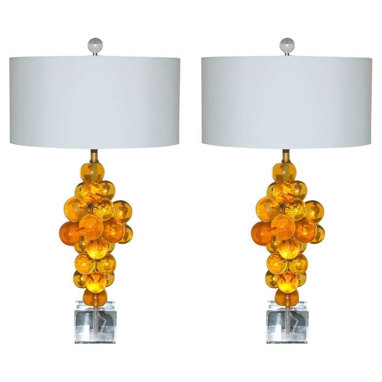 Lampes bulles en résine caramel de Silvano Pantani, 1966 en vente
