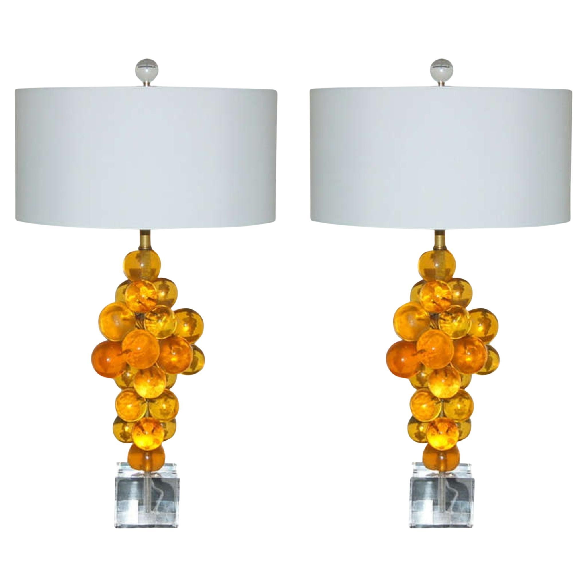 Bubble Lamps of Resin in Butterscotch by Silvano Pantani, 1966