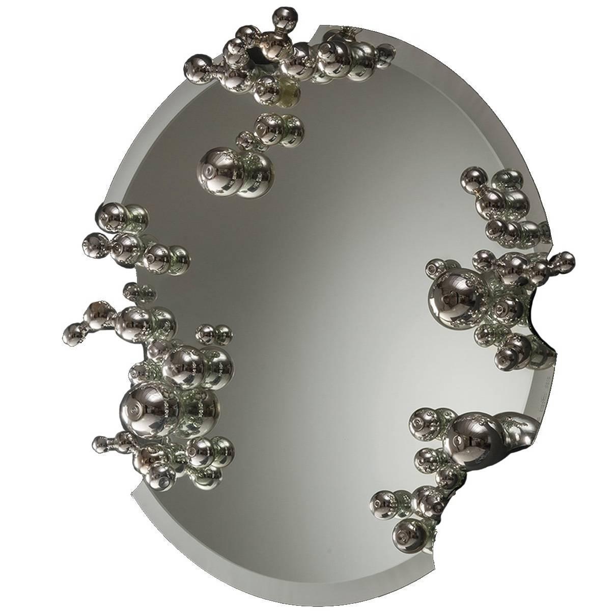 Bubble Mirror in Handblown Borosilicate Glass For Sale