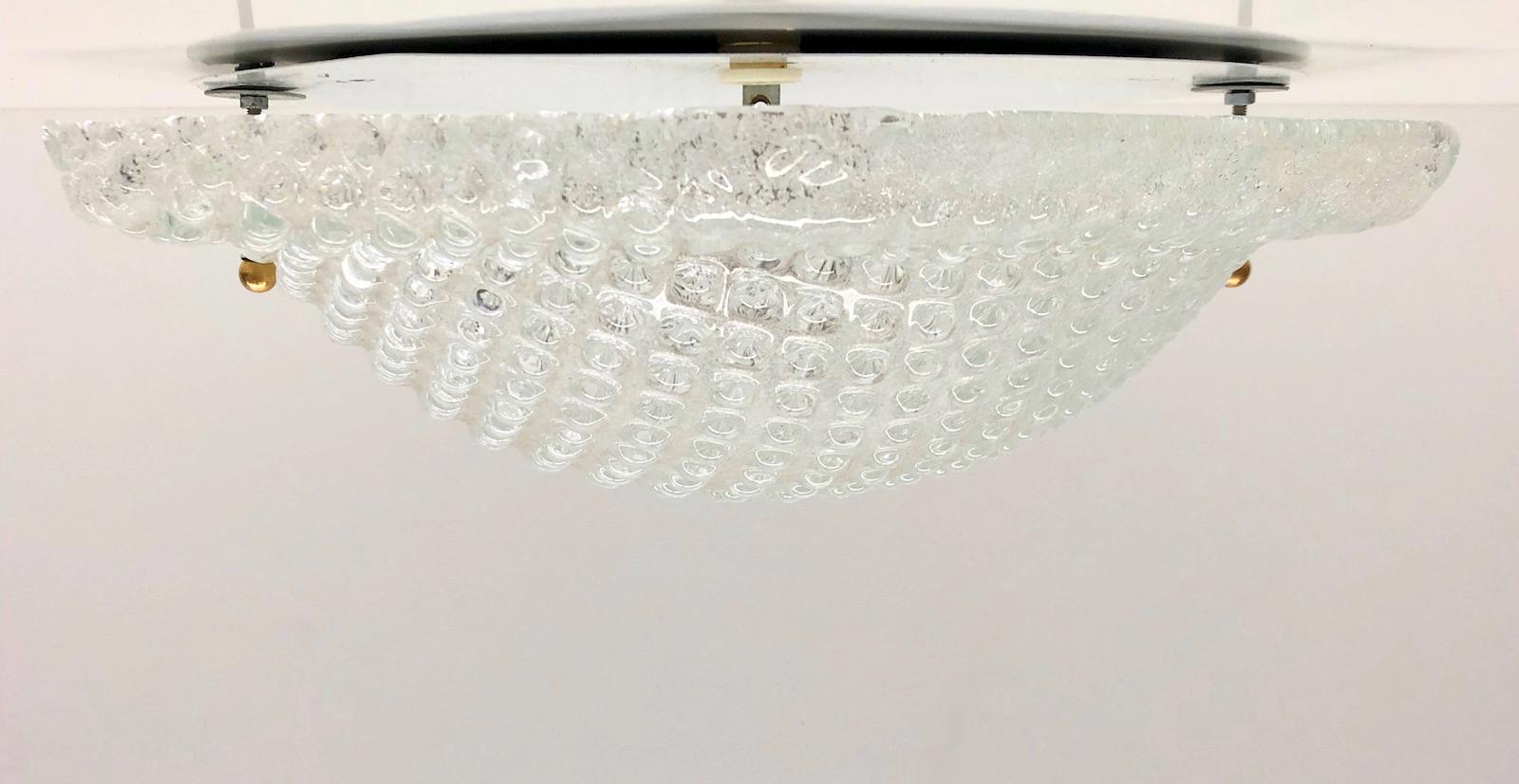 Metal Bubble Murano Glass Flush Mount Ceiling Light Fixture, 1970s