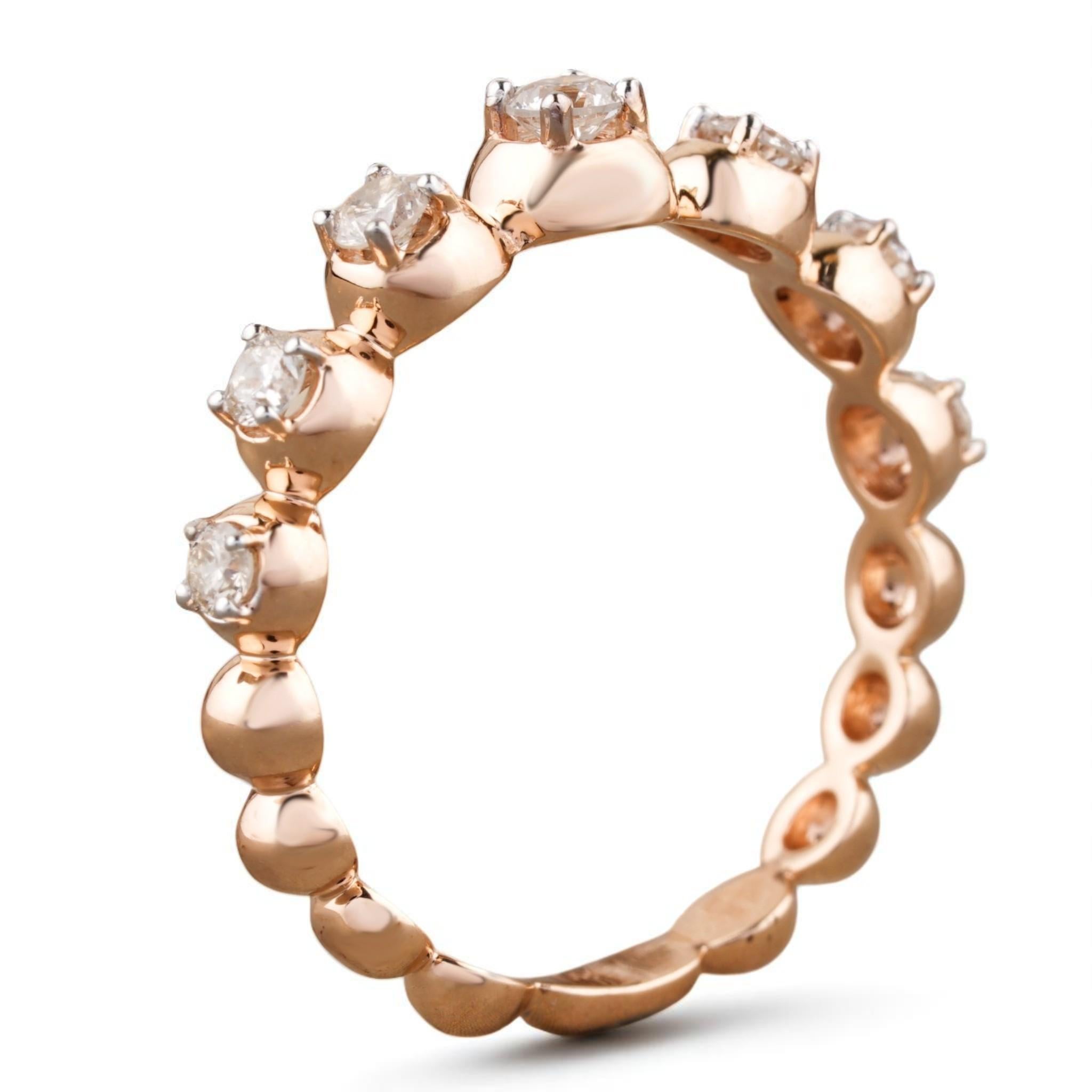 Bague d'éternité en or massif 14K avec soutien de diamants naturels (certifiés) Neuf - En vente à New Delhi, DL