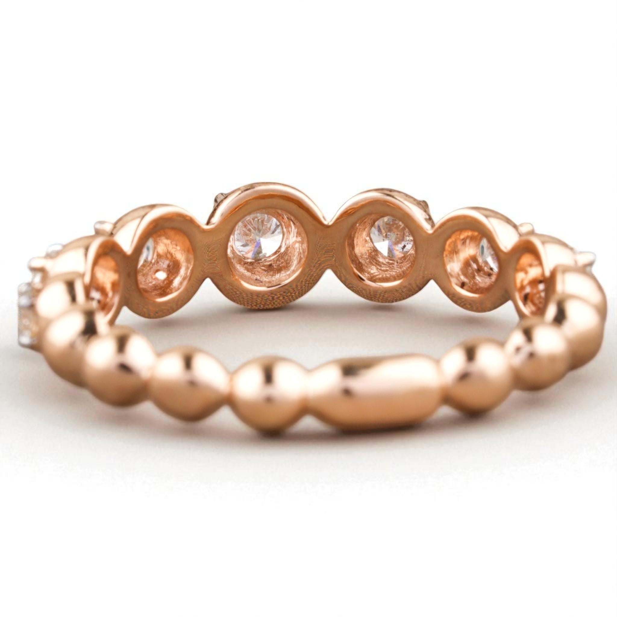 Bague d'éternité en or massif 14K avec soutien de diamants naturels (certifiés) Pour femmes en vente