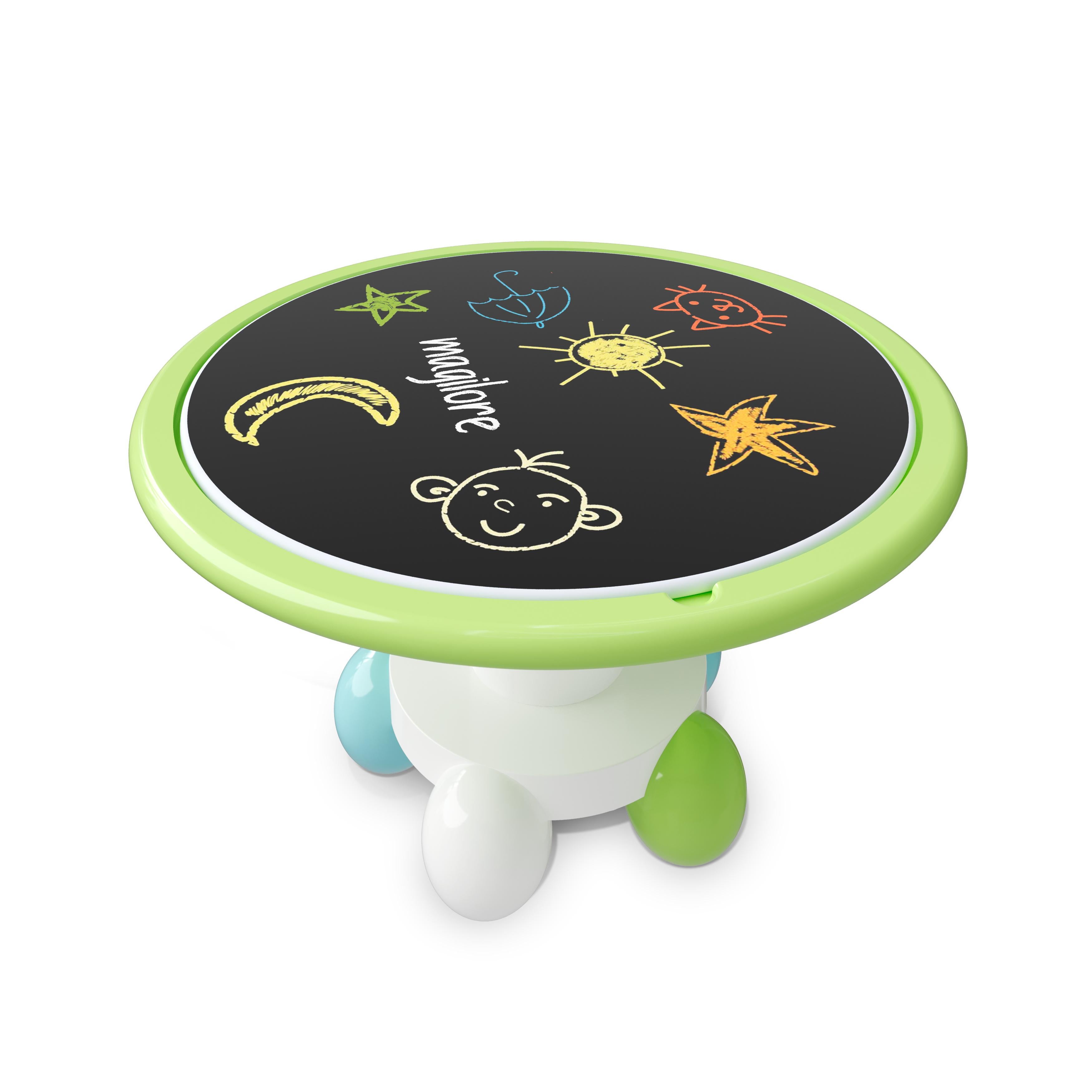 La table Bubble Play est une table d'activités pour enfants à la fois ludique et fonctionnelle, conçue pour stimuler la créativité et égayer n'importe quel intérieur. Son plateau unique à double surface offre deux expériences : un côté en laque