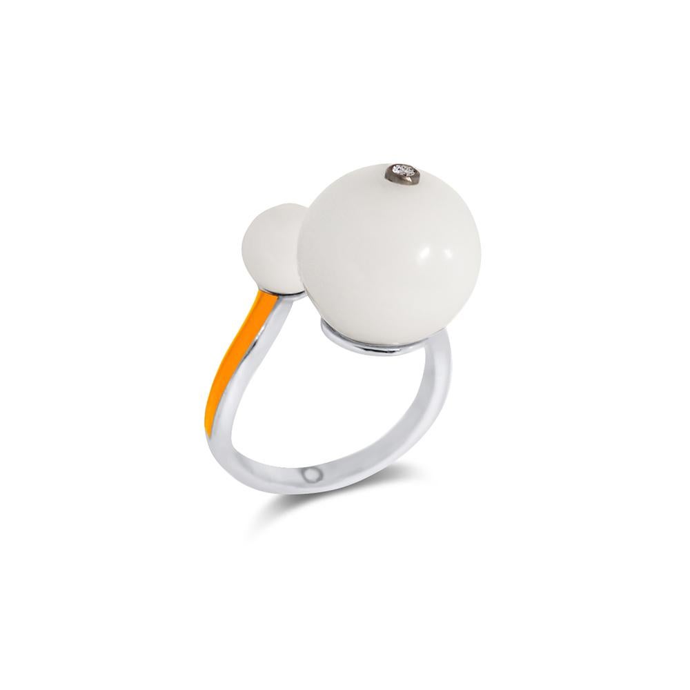 Contemporary Bubble Ring in White Gold And Neon Enamel For Sale