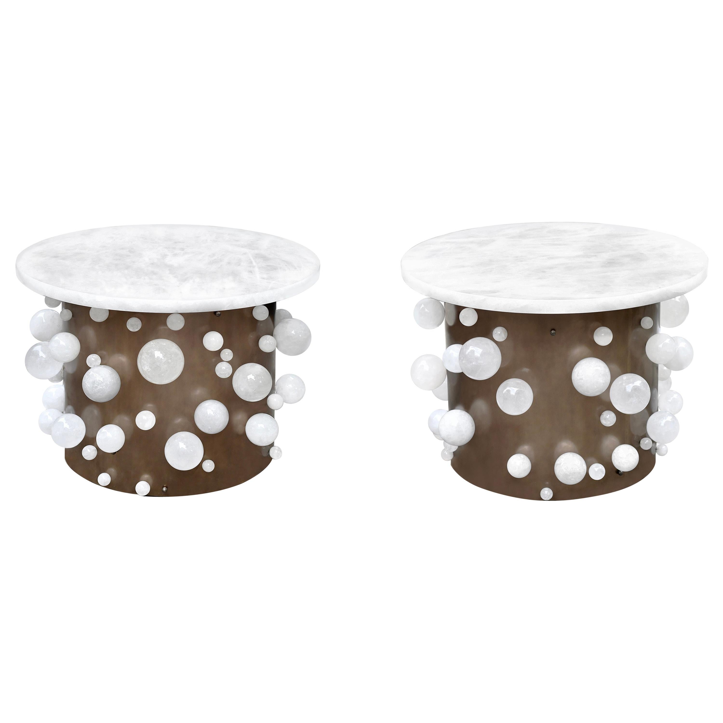 Bubble Rock Crystal Cocktail Tables by Phoenix For Sale