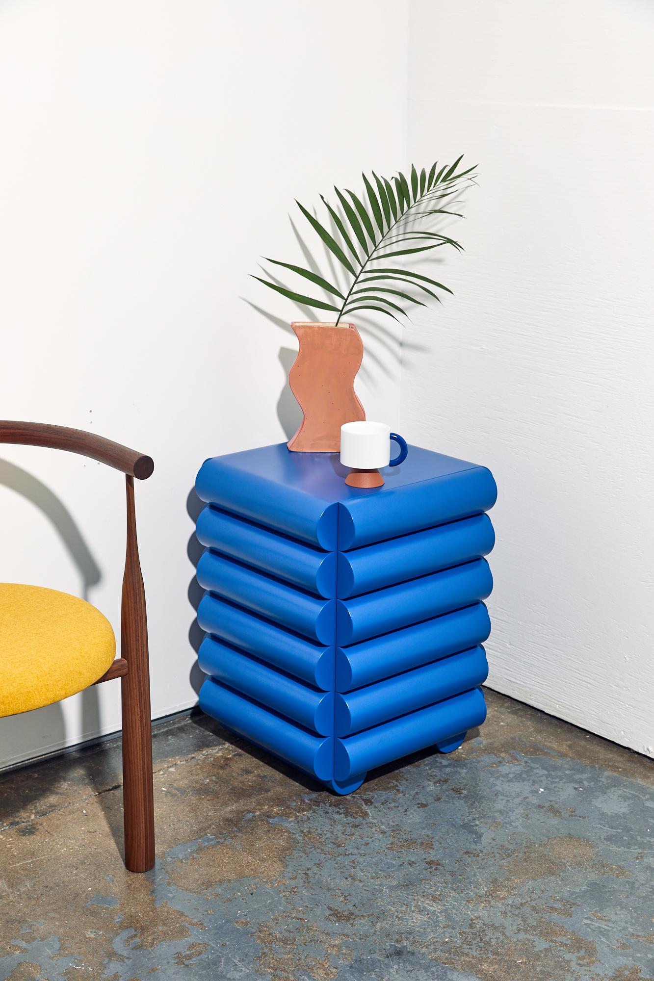 Post-Modern Bubble Side Table Chest of Drawers in Ultramarine Blue by Steven Bukowski For Sale