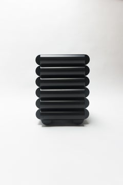 Bubble Side Table Chest of Drawers in Midnight Black and Oak by Steven Bukowski