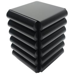 Bubble Side Table Chest of Drawers in Midnight Black and Oak by Steven Bukowski