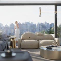 Bubble Small Sculptural Sofa by MainGUILTY, Contemporary Luxury Design w/Fabric