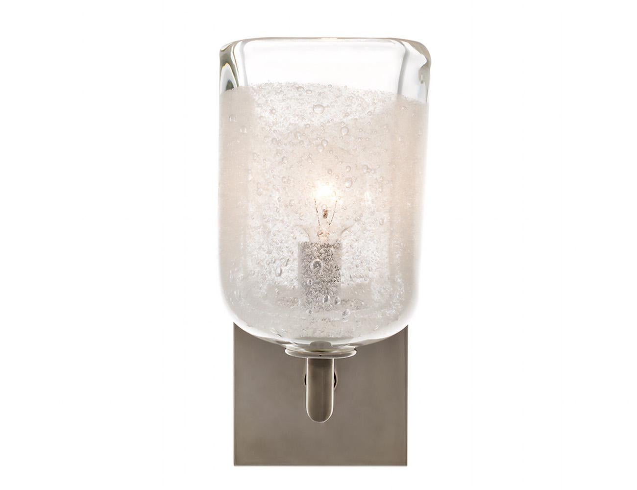 American Bubble Square Elbow Wall Sconce, Hand Blown Clear Bubble Glass - Made to Order For Sale