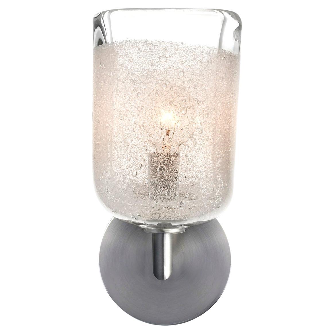 Bubble Square Elbow Wall Sconce, Hand Blown Clear Bubble Glass - Made to Order For Sale