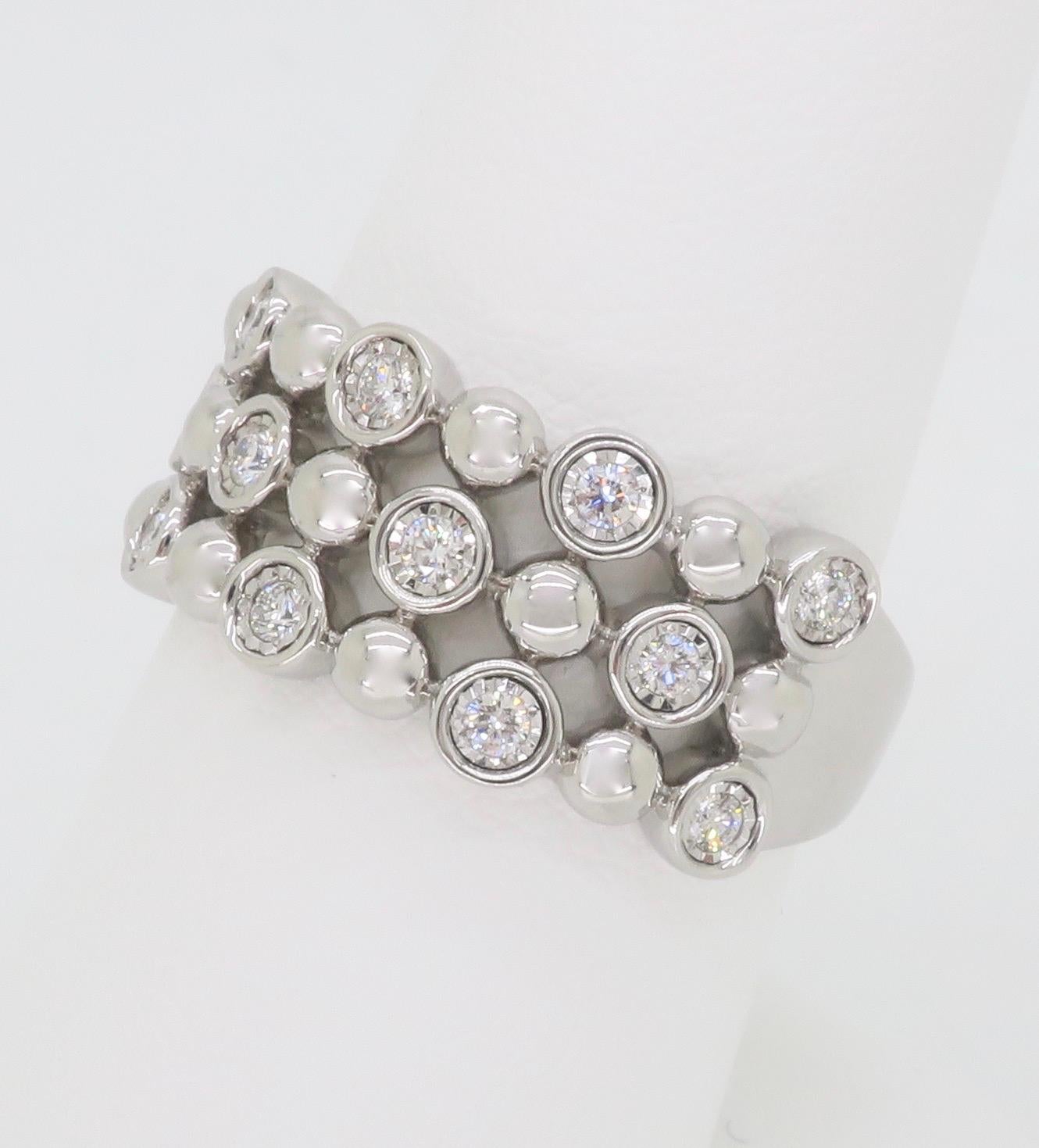 Women's or Men's Bubble Style Diamond Band Ring  For Sale