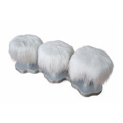 Bubble Trio Bench Powder-Coated Aluminum Ironed Goat Fur Cushion by Bert Furnari