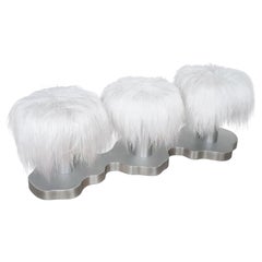Bubble Trio Bench Powder-Coated Aluminum Ironed Goat Fur Cushion by Bert Furnari