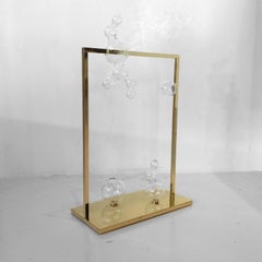 Bubble Vase Glass Sculpture with Brass Frame, Made in Italy