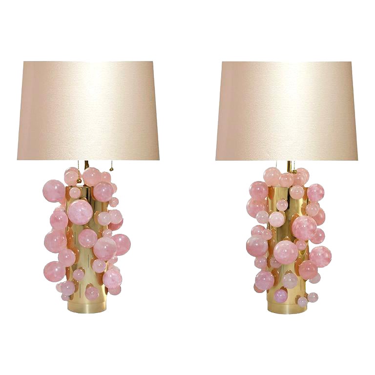 Bubble25 Pink Rock Crystal Lamps by Phoenix For Sale