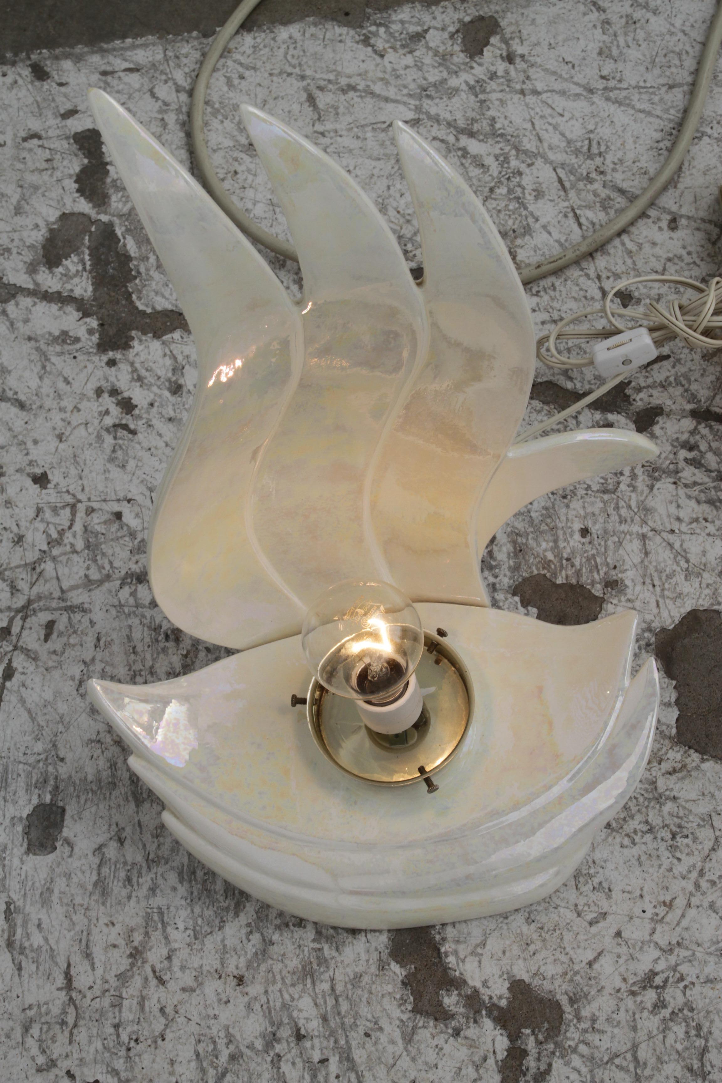 Handblown Glass Table Lamp from Maison Rougier, 1970s siglo XX en venta