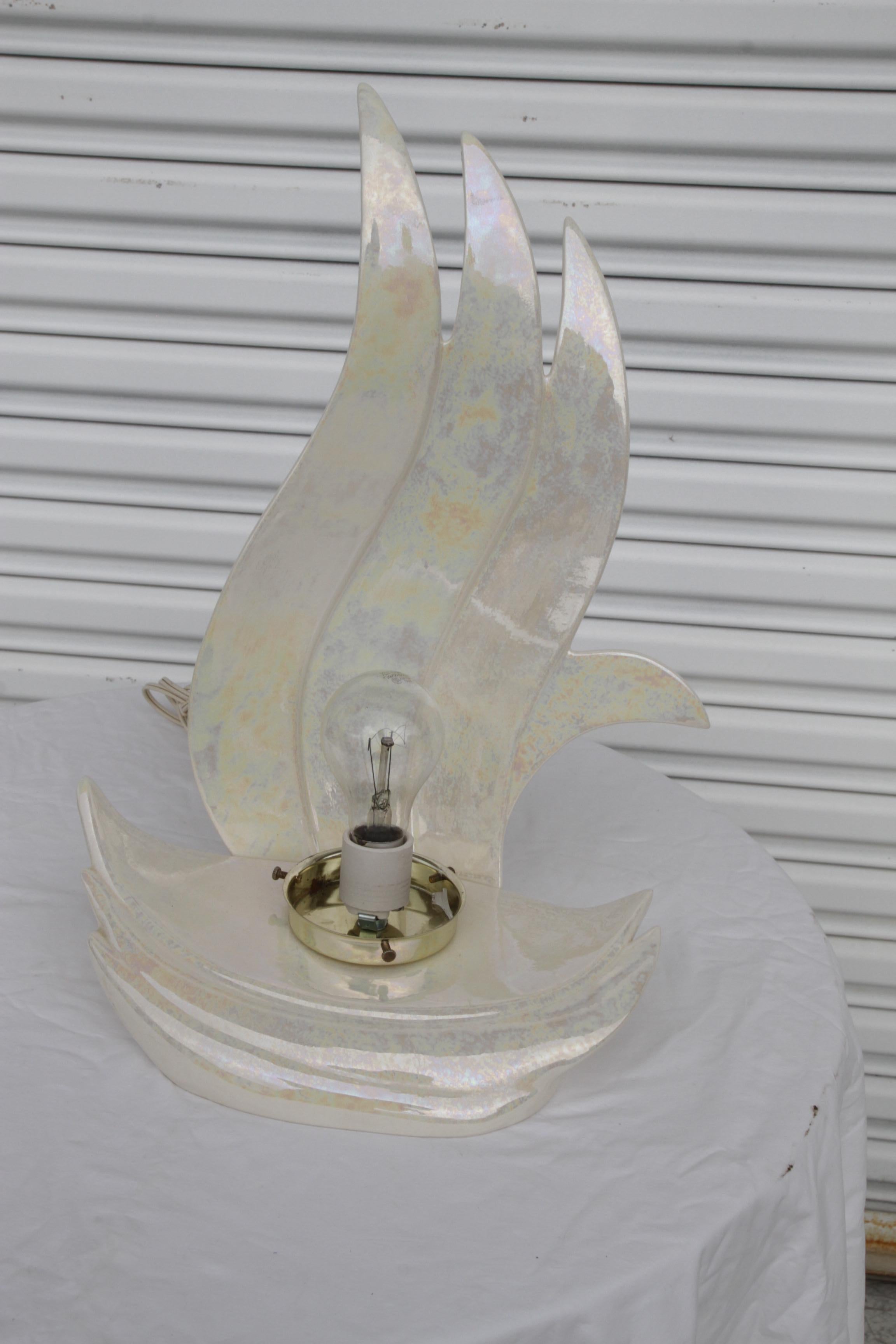 Handblown Glass Table Lamp from Maison Rougier, 1970s Plástico en venta