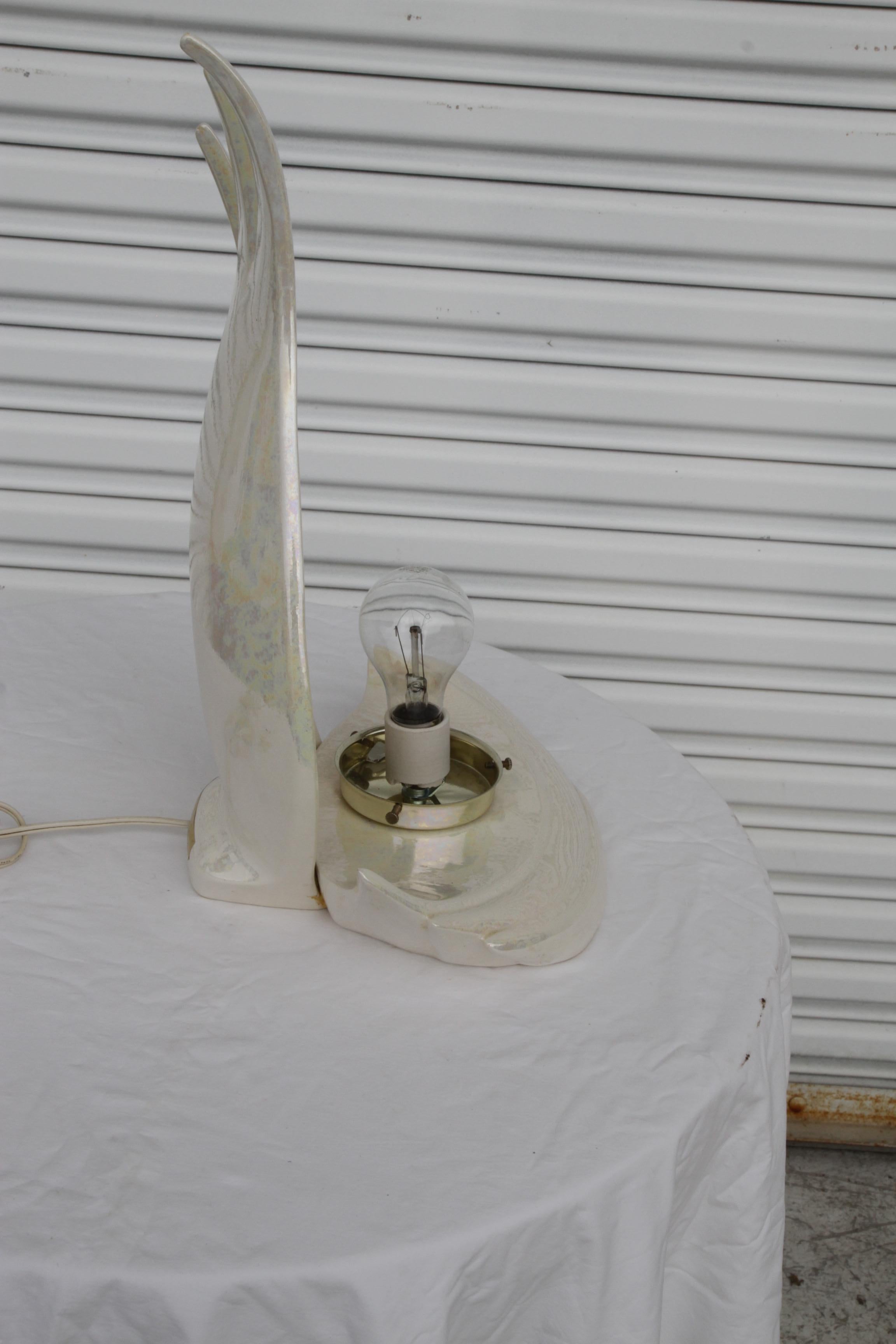 Handblown Glass Table Lamp from Maison Rougier, 1970s en venta 1