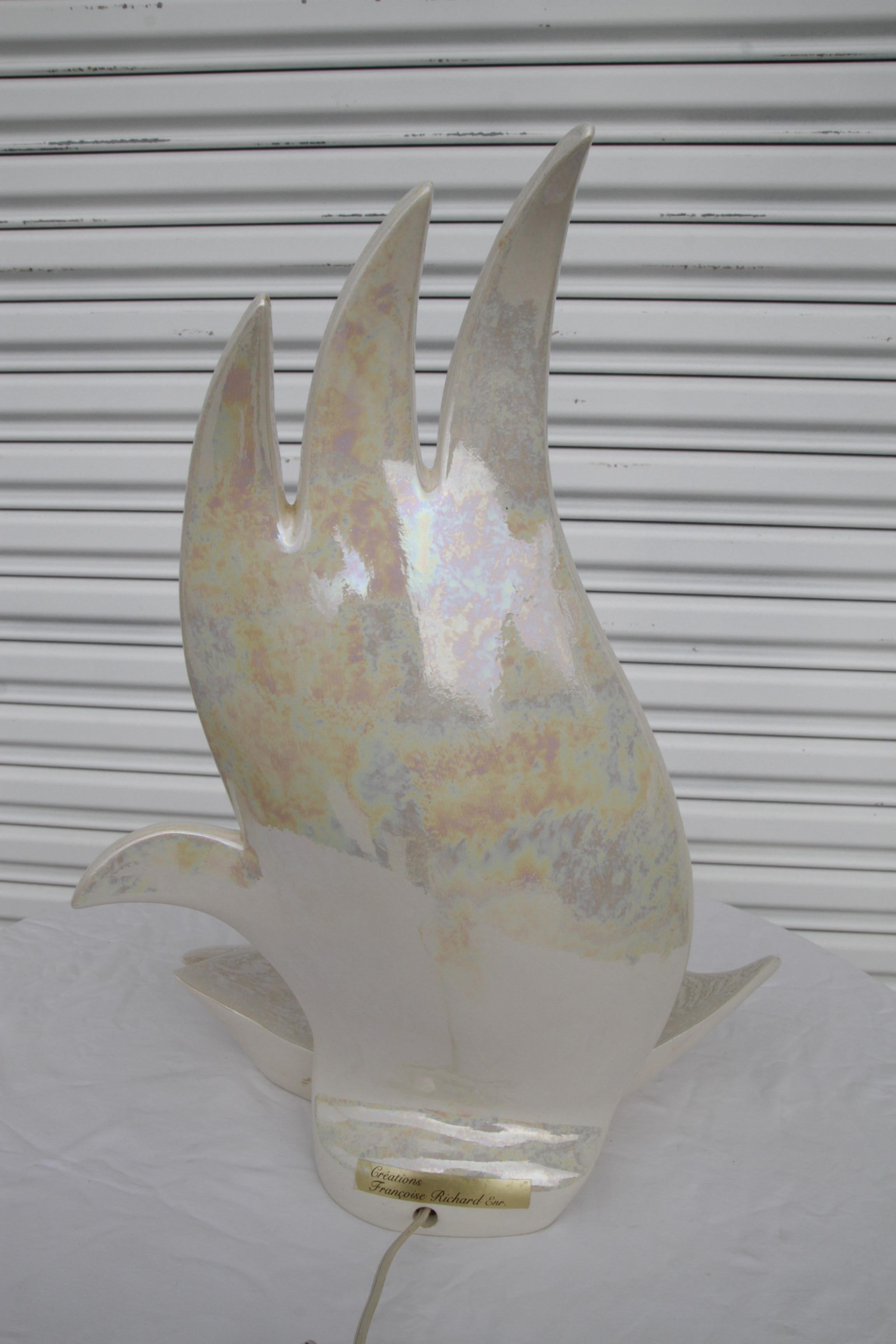 Handblown Glass Table Lamp from Maison Rougier, 1970s en venta 2