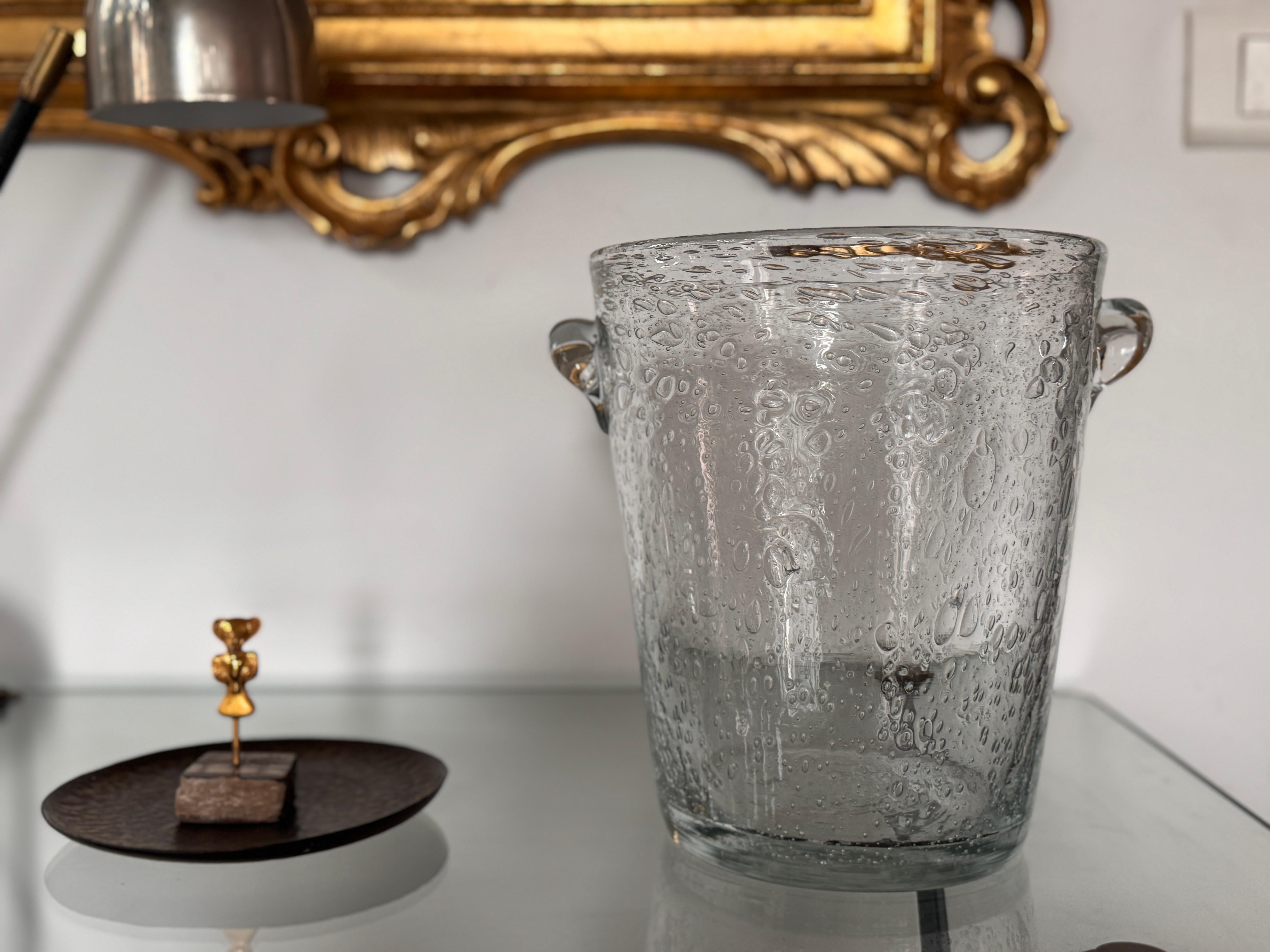 Bubbled Glass Champagne Bucket in the Style of Biot, France, circa 1960 For Sale 5