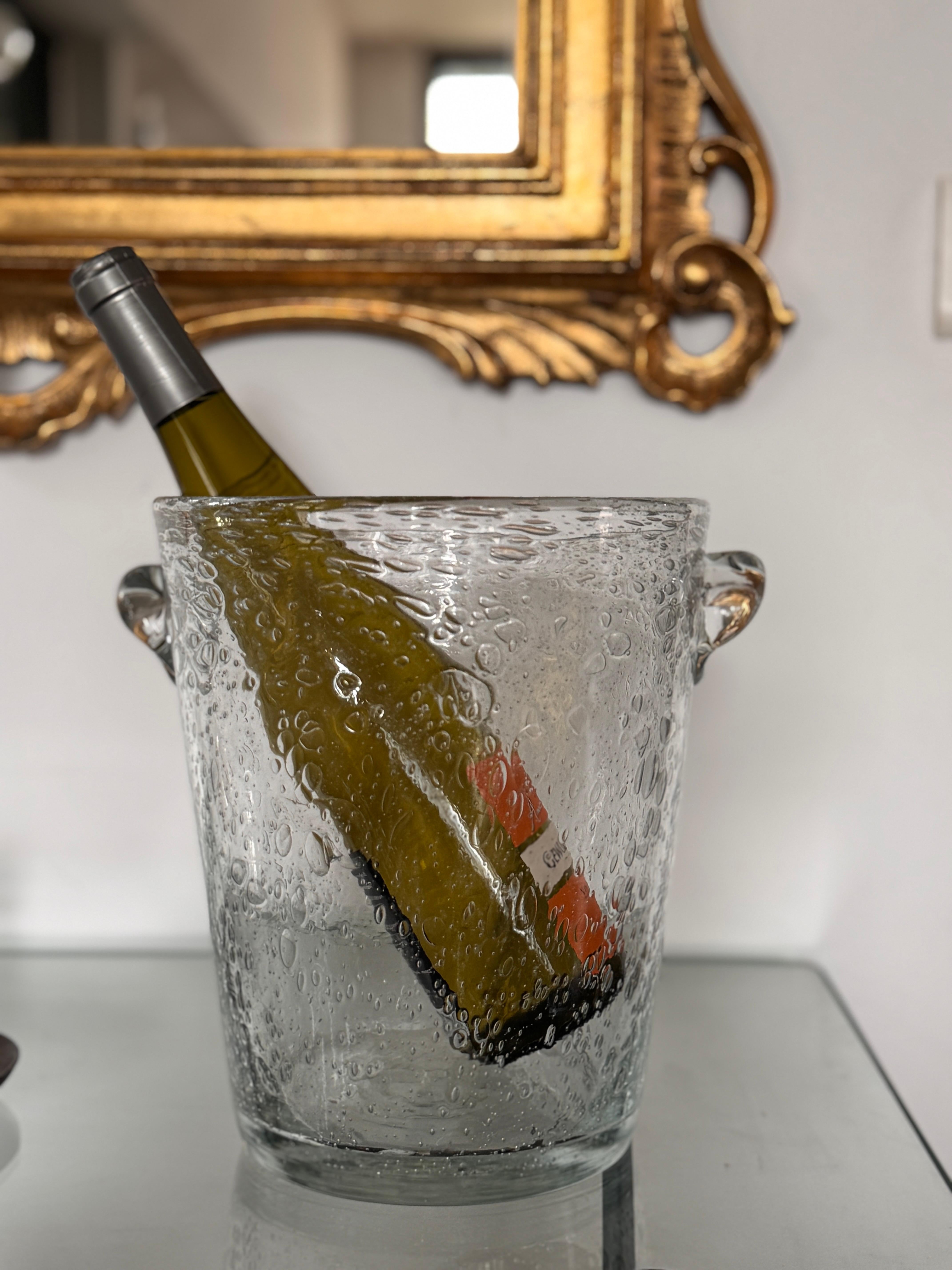 Mid-Century Modern Bubbled Glass Champagne Bucket in the Style of Biot, France, circa 1960 For Sale
