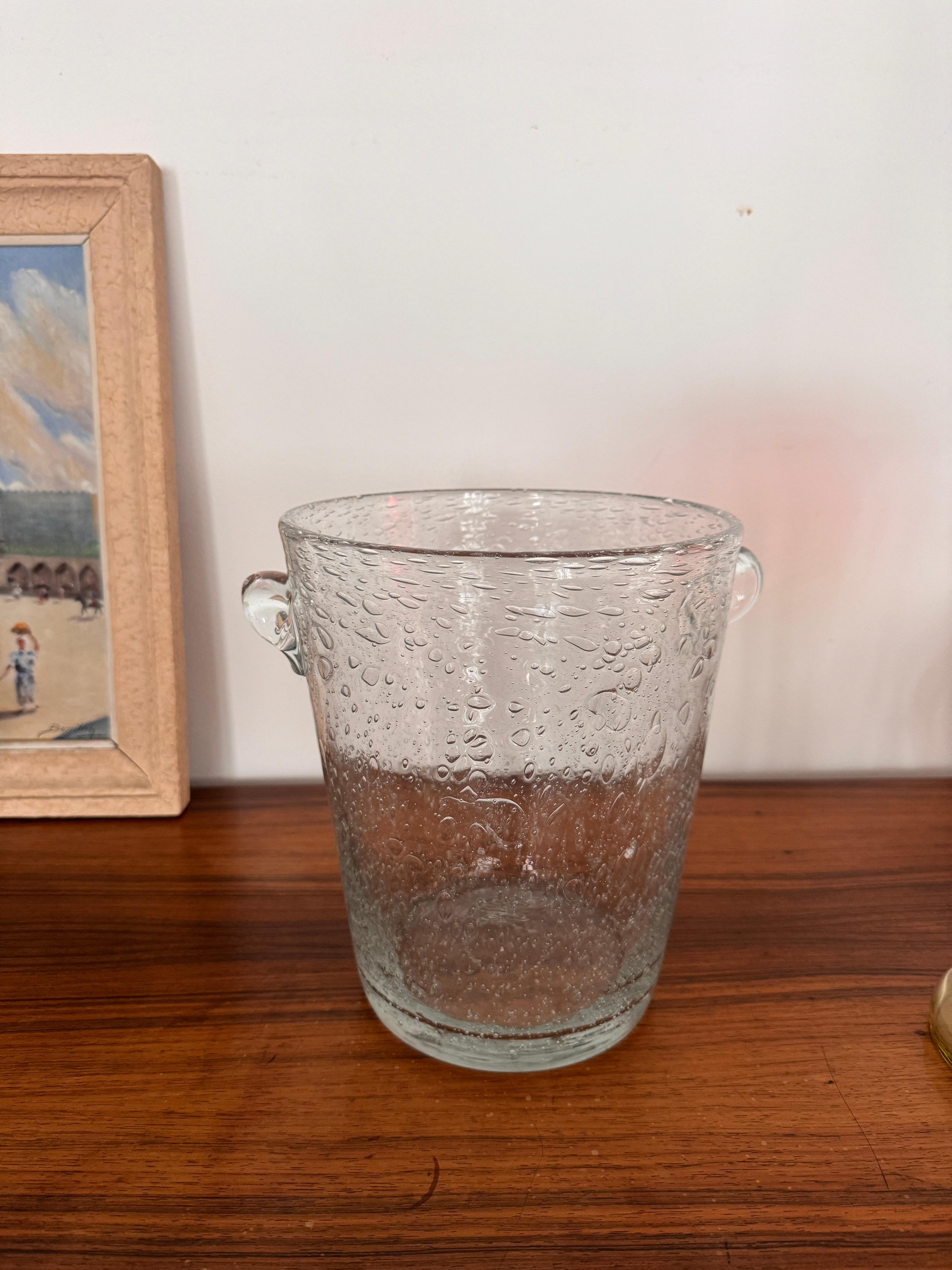 French Bubbled Glass Champagne Bucket in the Style of Biot, France, circa 1960 For Sale