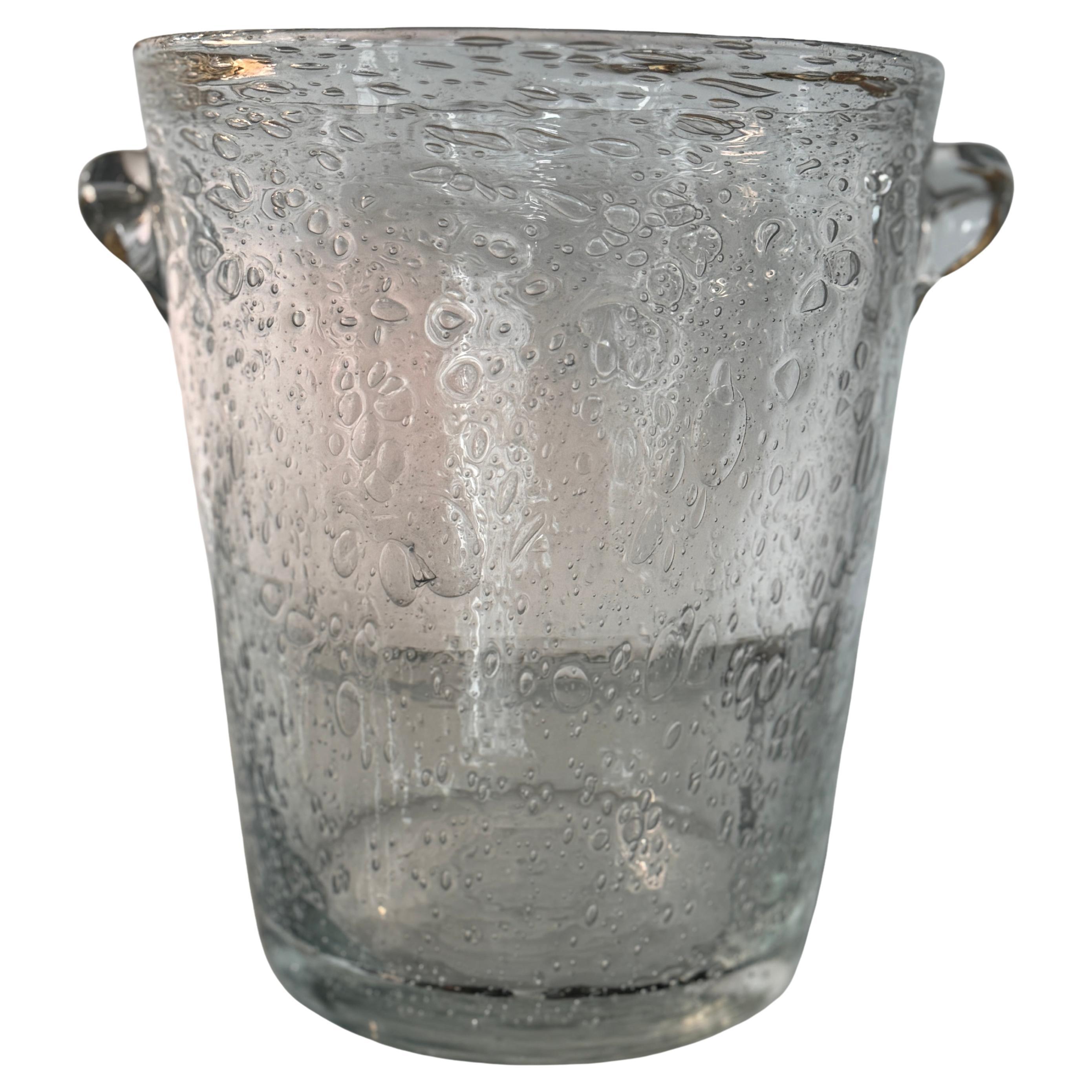 Bubbled Glass Champagne Bucket in the Style of Biot, France, circa 1960