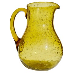 Bubbled Hand-Blown Glass Pitcher – Biot, France, 1970s
