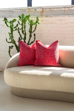 Bubblegum Leopard Velvet Throw Pillows by Nicholas Wolfe