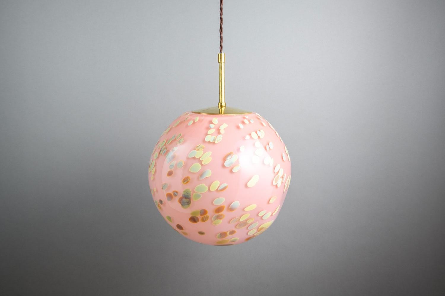 Bubblegum Light Sprinkles Bon Bon Pendant Lamp by Helle Mardahl
Dimensions: D 24 cm
Materials: glass
Also Available: other colors available,

All our lamps can be wired according to each country. If sold to the USA it will be wired for the USA