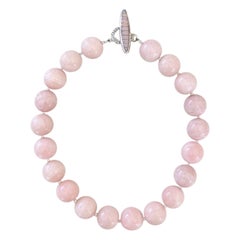 Bubblegum Pink Peruvian Opal 20mm Round Beaded Necklace with Sterling Toggle