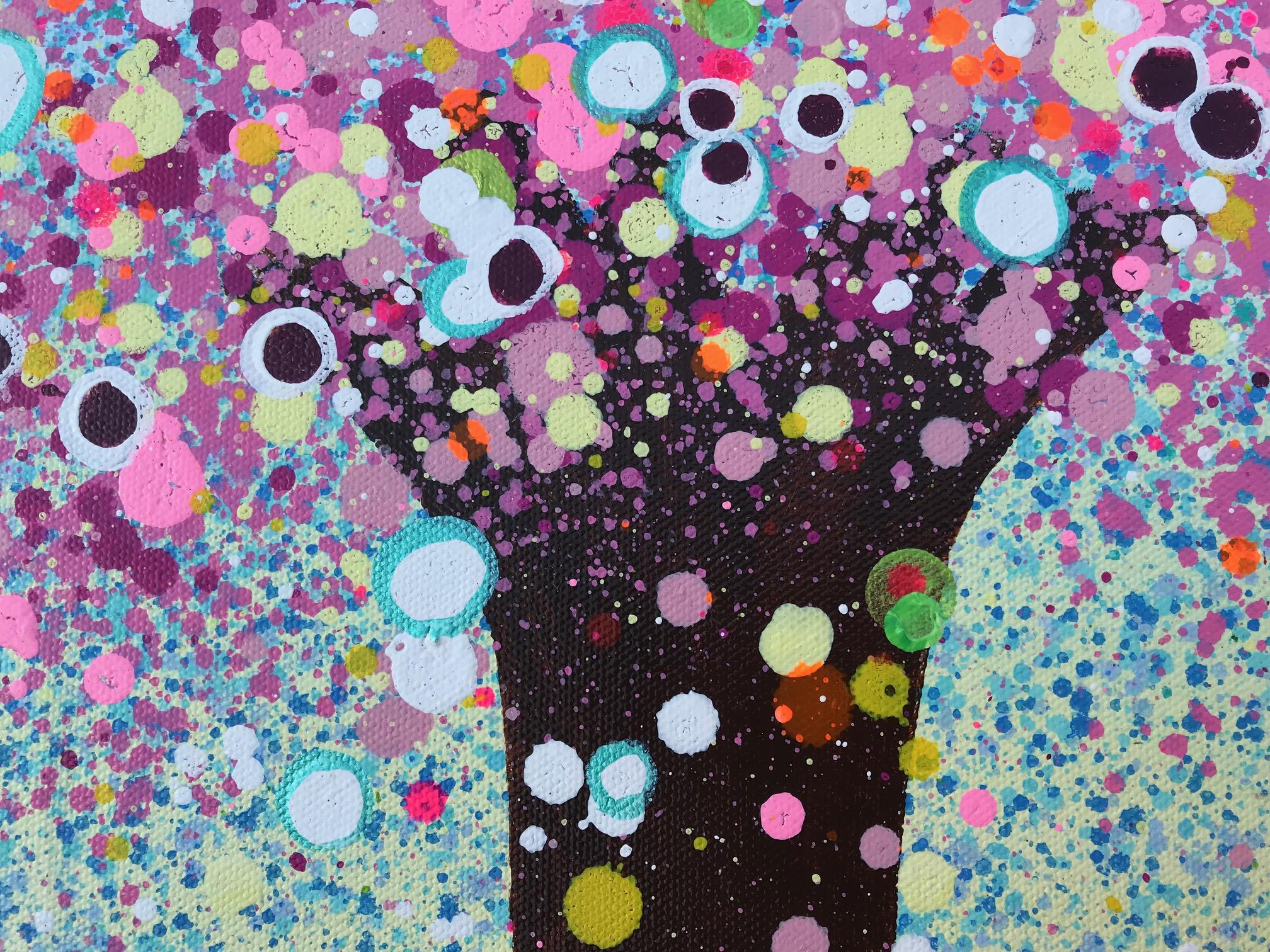 Brushed Bubblegum Summer, Contemporary Tree Painting