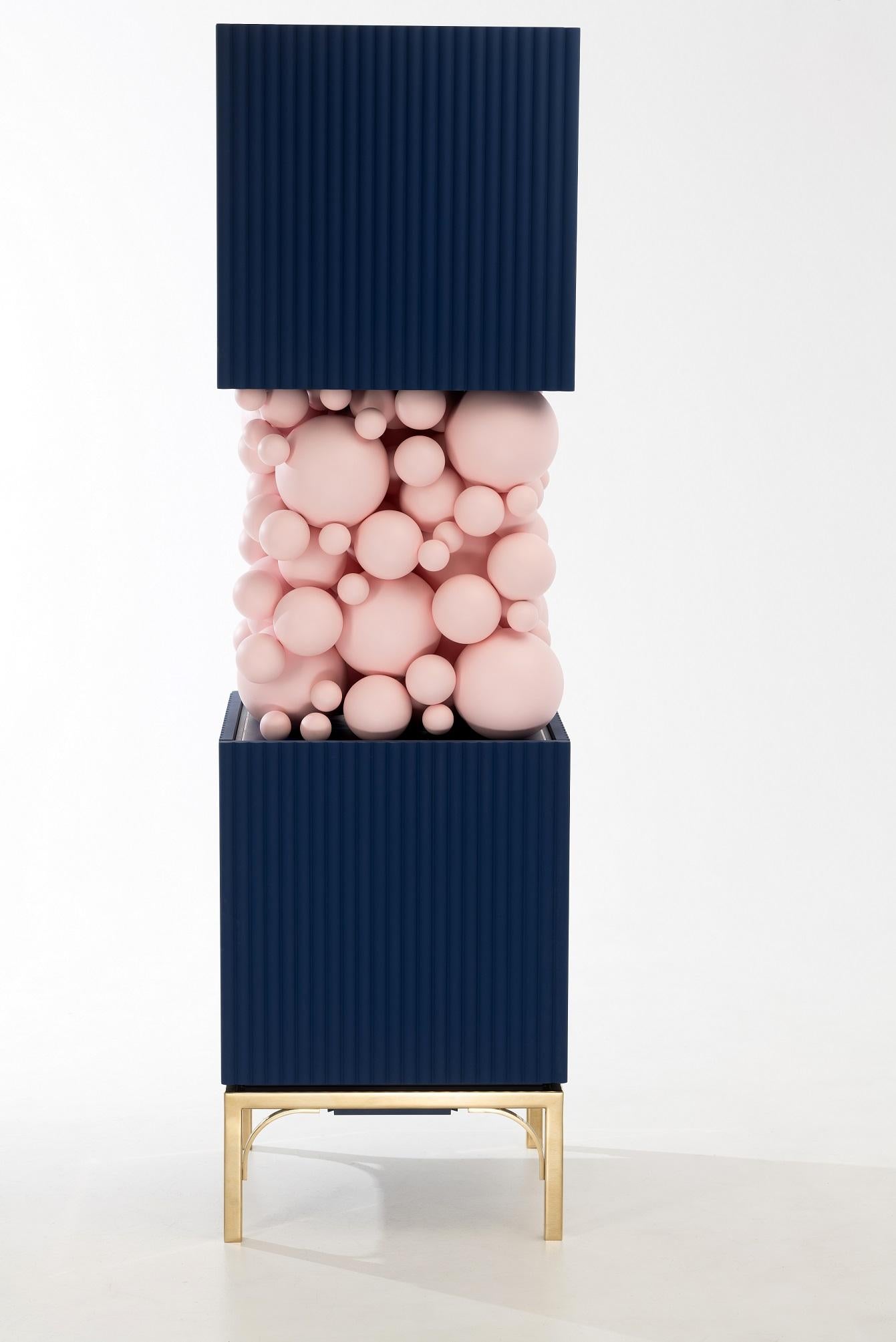 Bubbles Cabinet with Brass Legs, Amazing Design for Your Interior For Sale 6