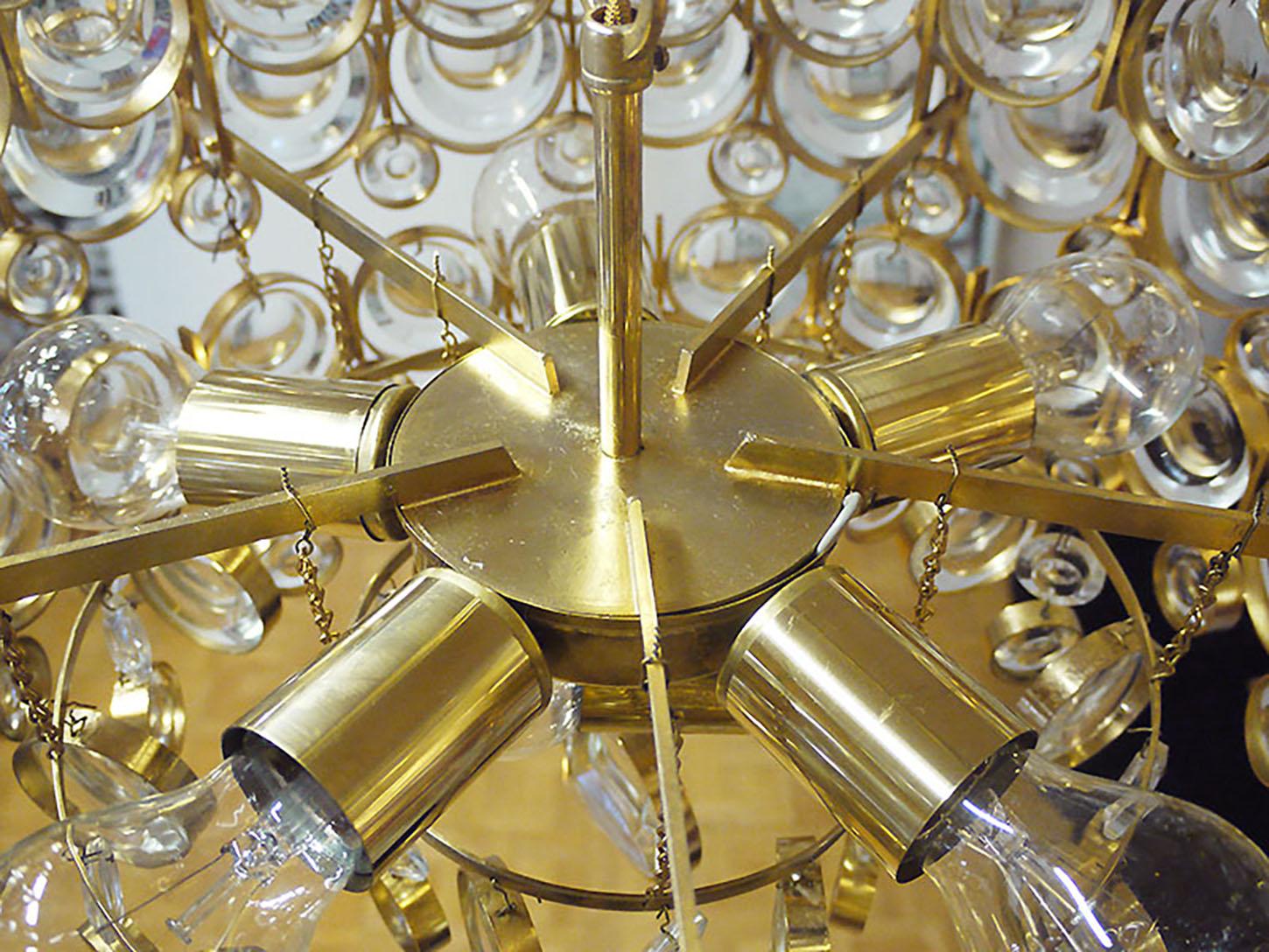 Bubbles Chandelier Crystal & Gilt Brass by Gaetano Sciolari, Palwa, Germany 1960 For Sale 4