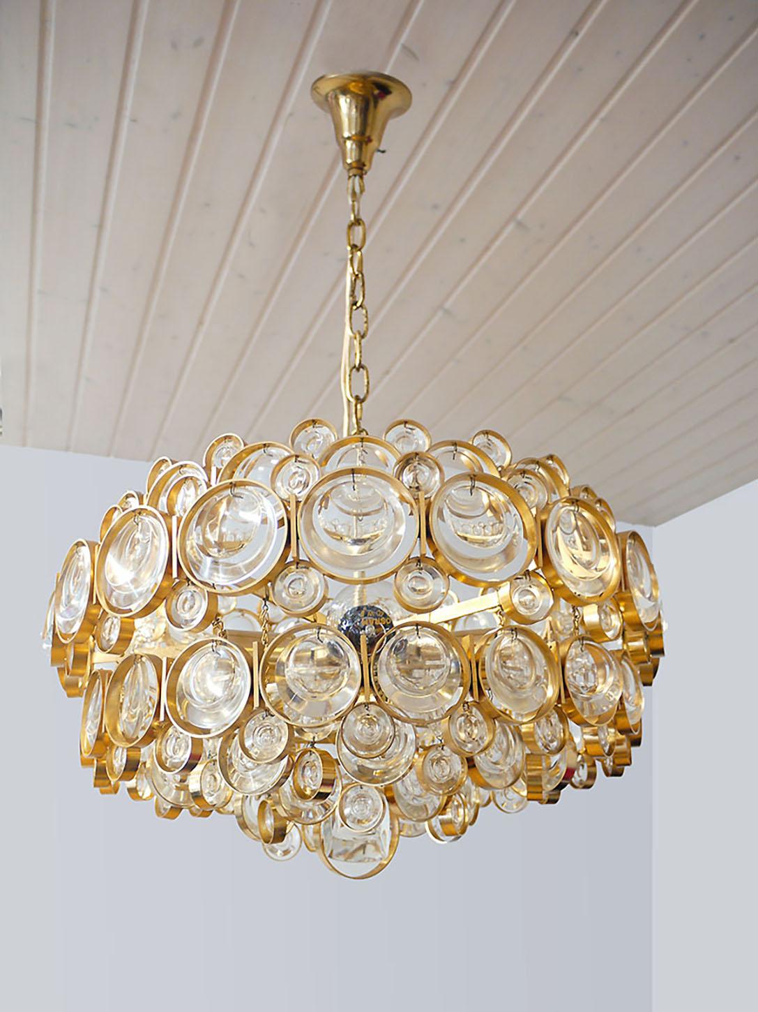 Bubbles Chandelier Crystal & Gilt Brass by Gaetano Sciolari, Palwa, Germany 1960 For Sale 6