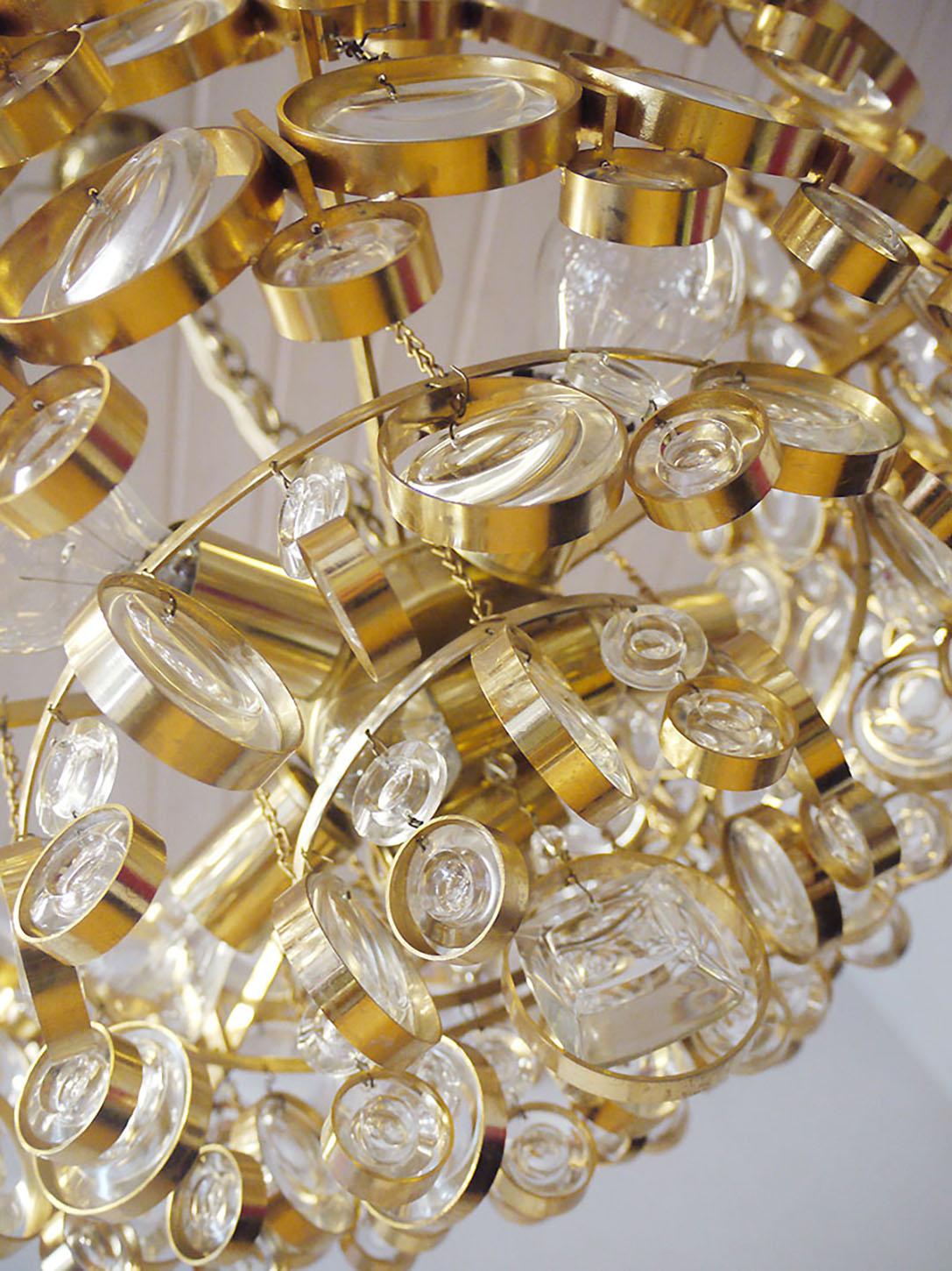 Bubbles Chandelier Crystal & Gilt Brass by Gaetano Sciolari, Palwa, Germany 1960 For Sale 1