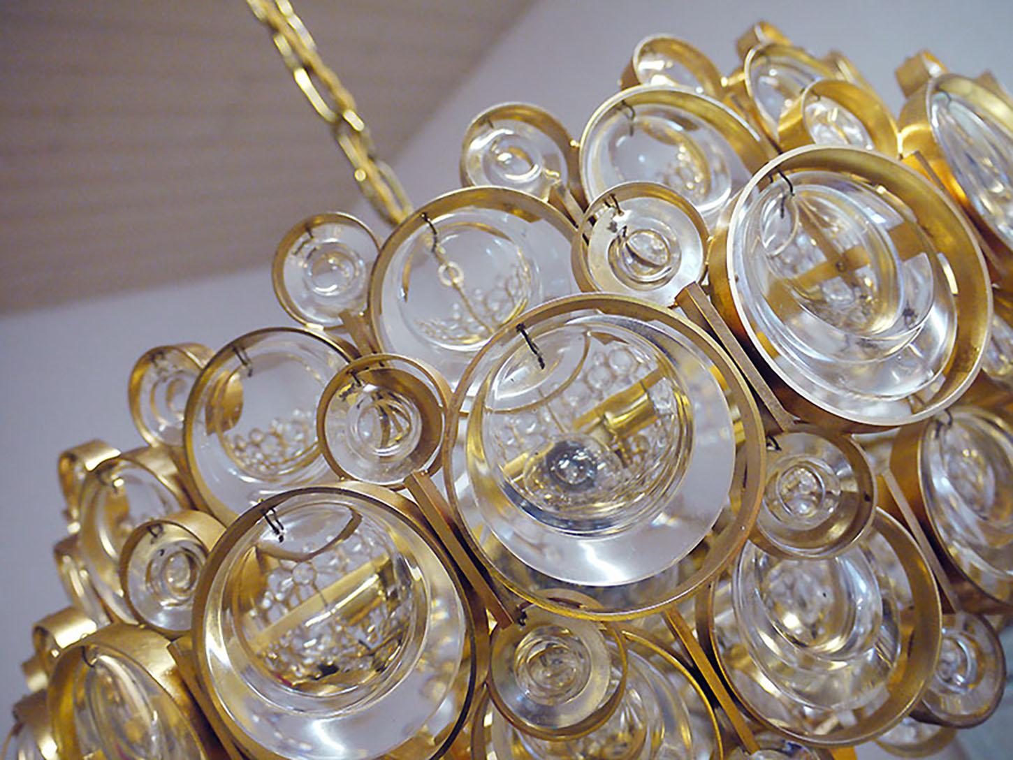 Bubbles Chandelier Crystal & Gilt Brass by Gaetano Sciolari, Palwa, Germany 1960 For Sale 2