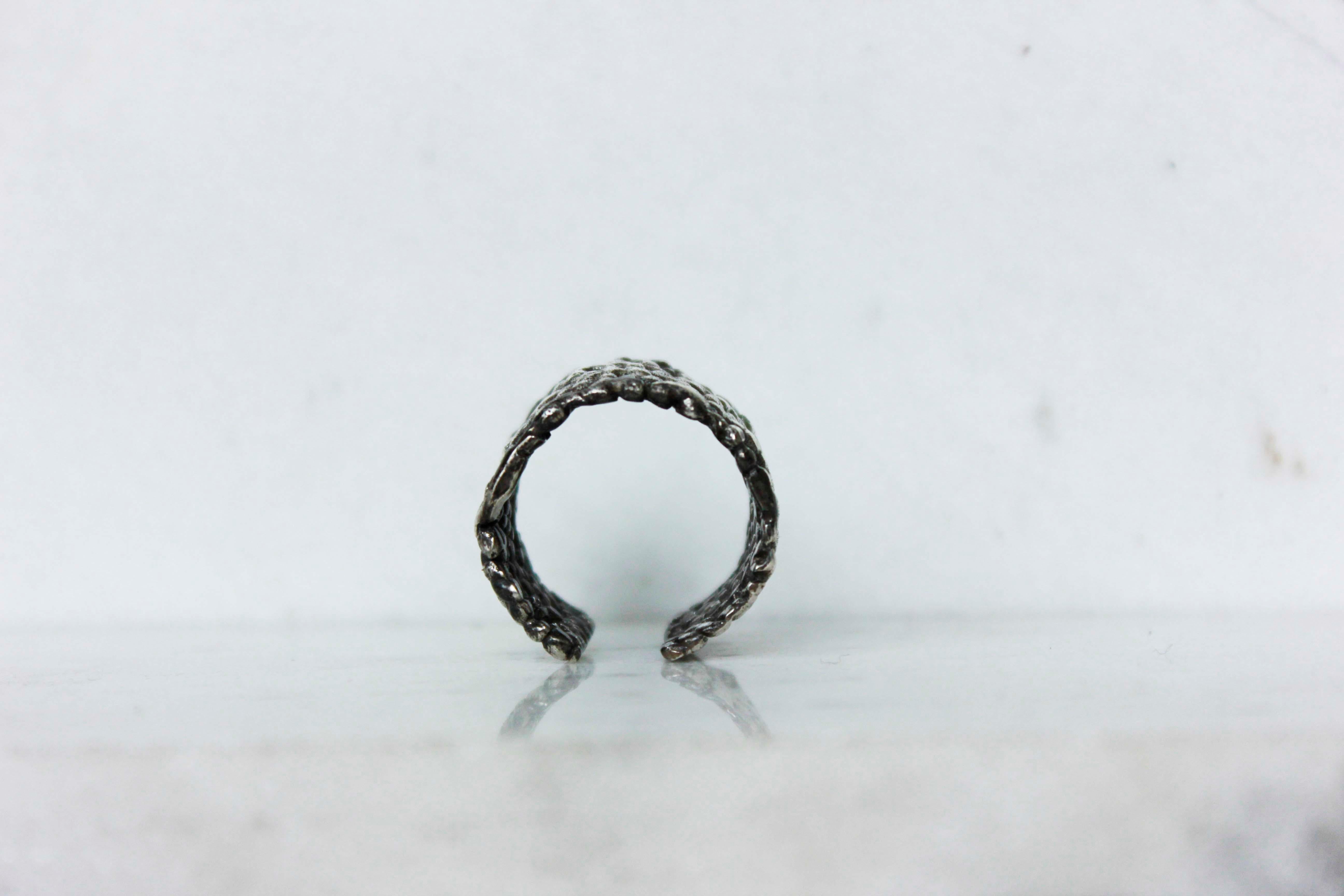 Contemporary Bubbles Chunky Ring Oxidised For Sale