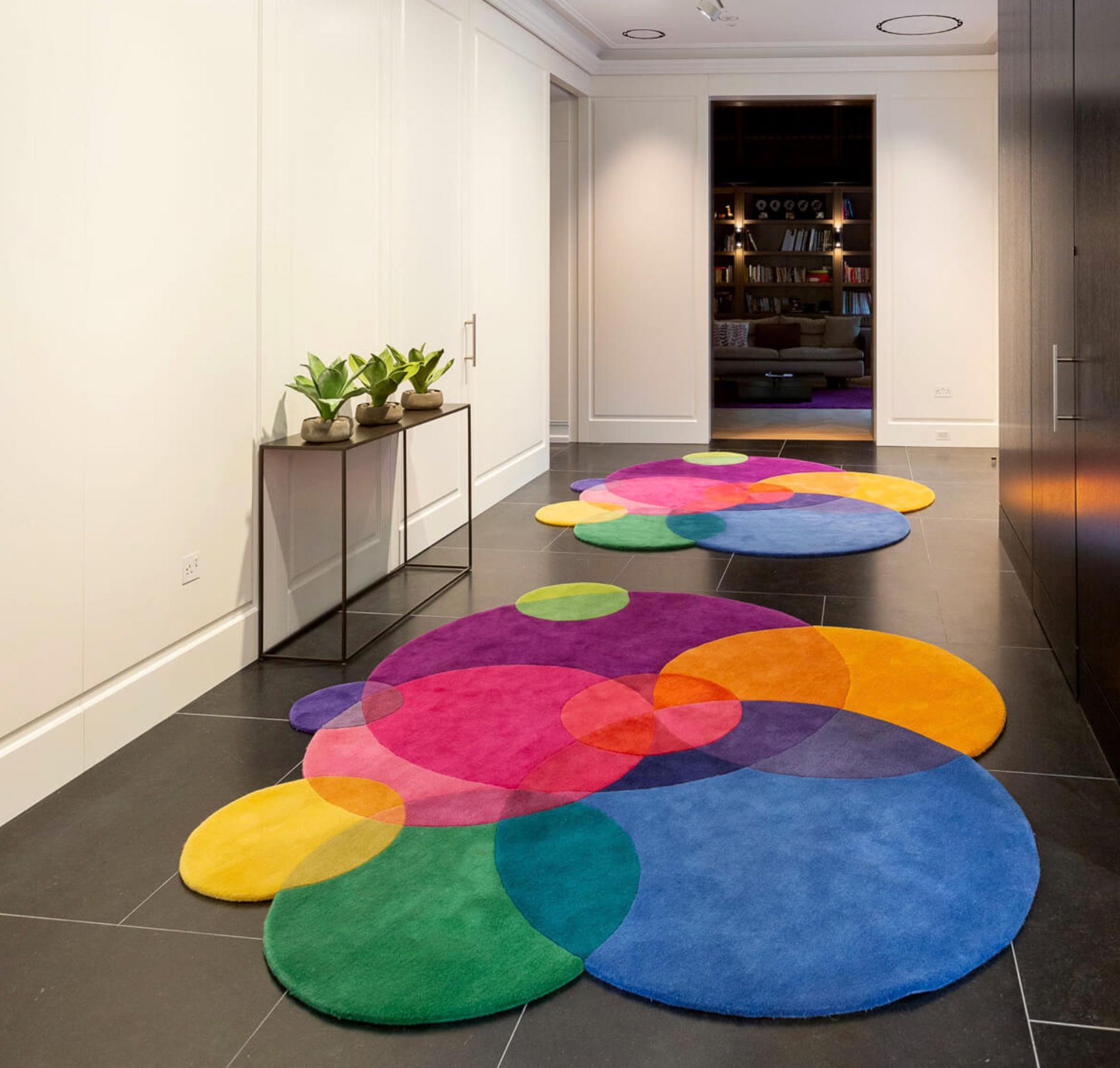 Burbujas Coloridas Alfombra Círculo Irregular Moderna Tamaño Grande Británico en venta