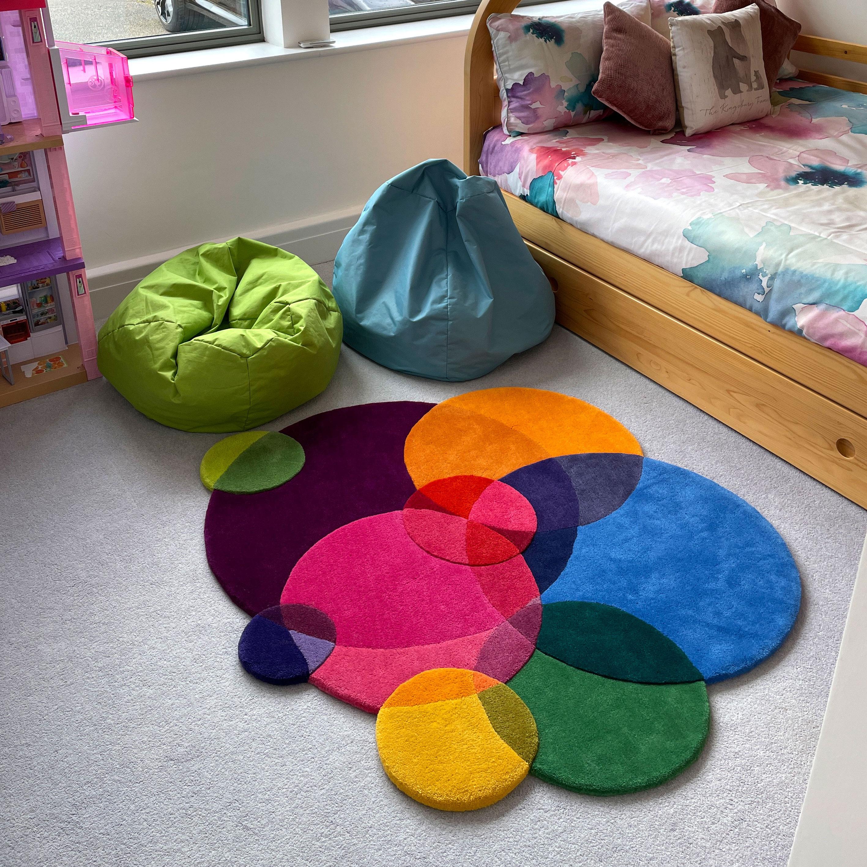 Burbujas Coloridas Alfombra Círculo Irregular Moderna Tamaño Grande en venta 1