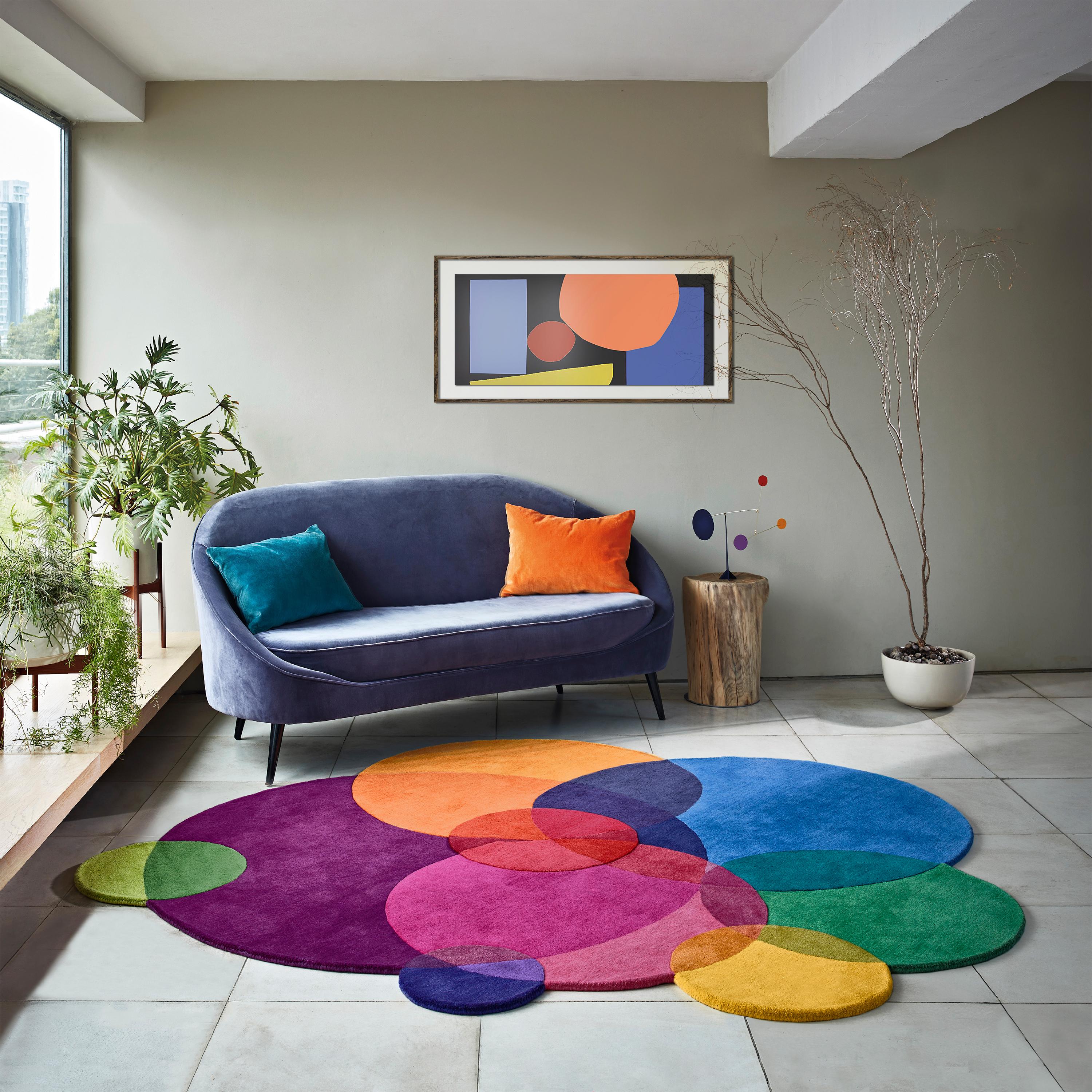 Burbujas Coloridas Alfombra Círculo Irregular Moderna Tamaño Mediano Moderno en venta