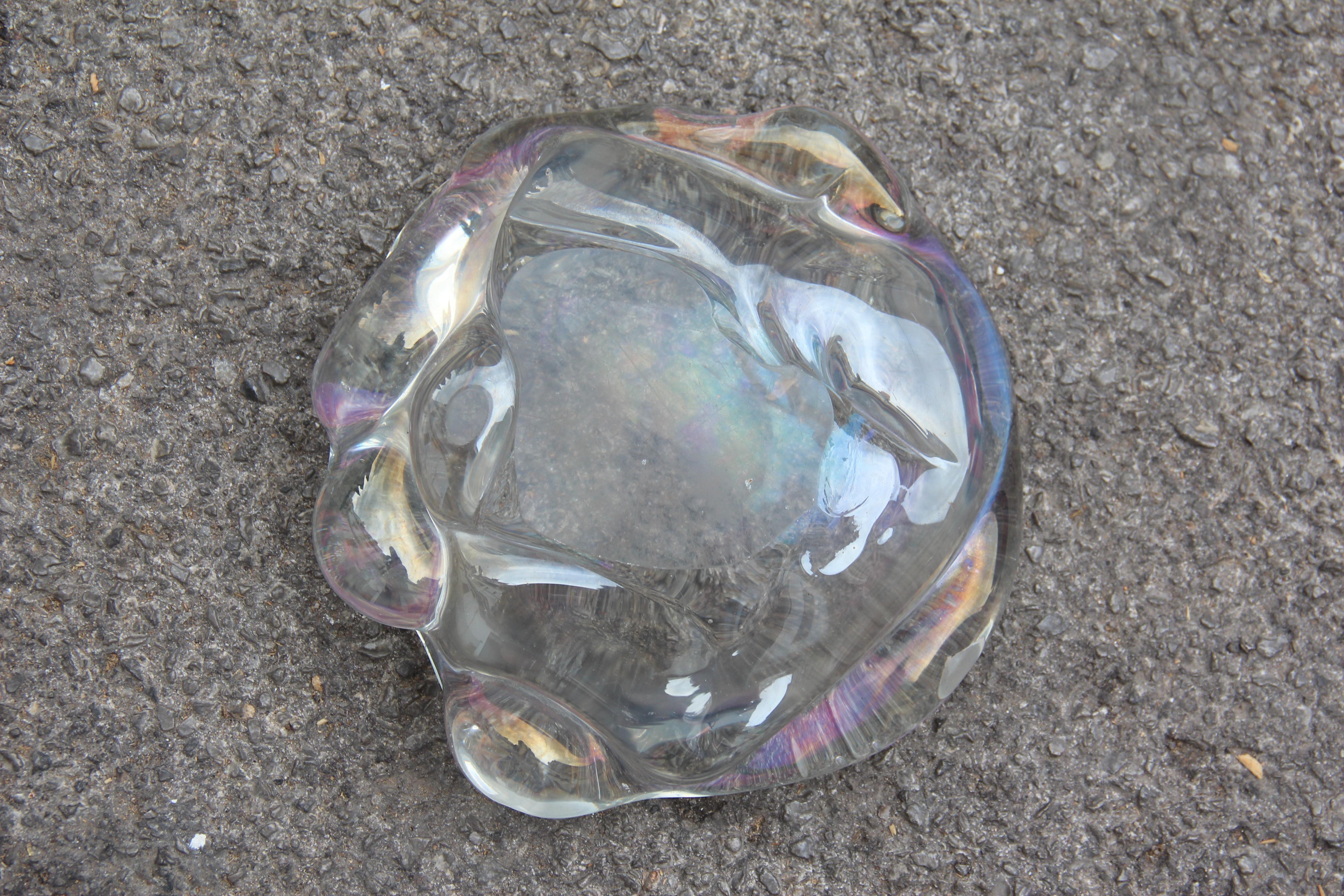 Mid-Century Modern Bubbles Heavy Murano Glass Bowl Seguso Iridescent 1950 Transparent For Sale