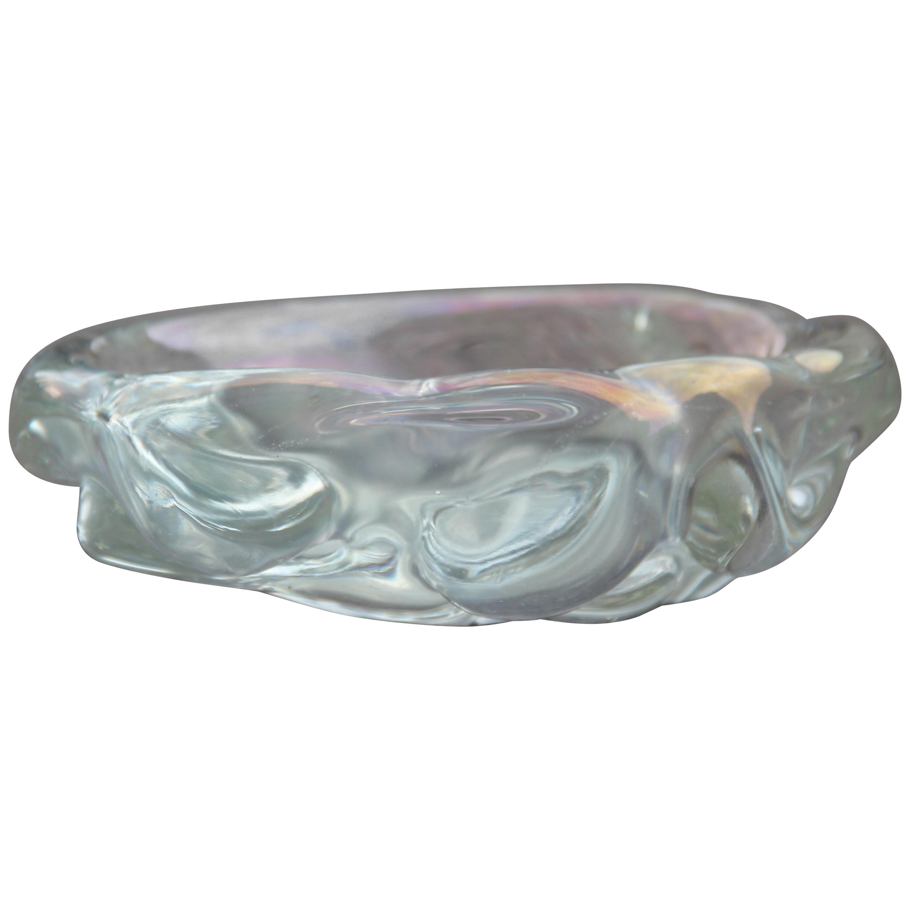 Schwere Blasen-Schale aus Muranoglas Seguso schillernd 1950 Transparent im Angebot