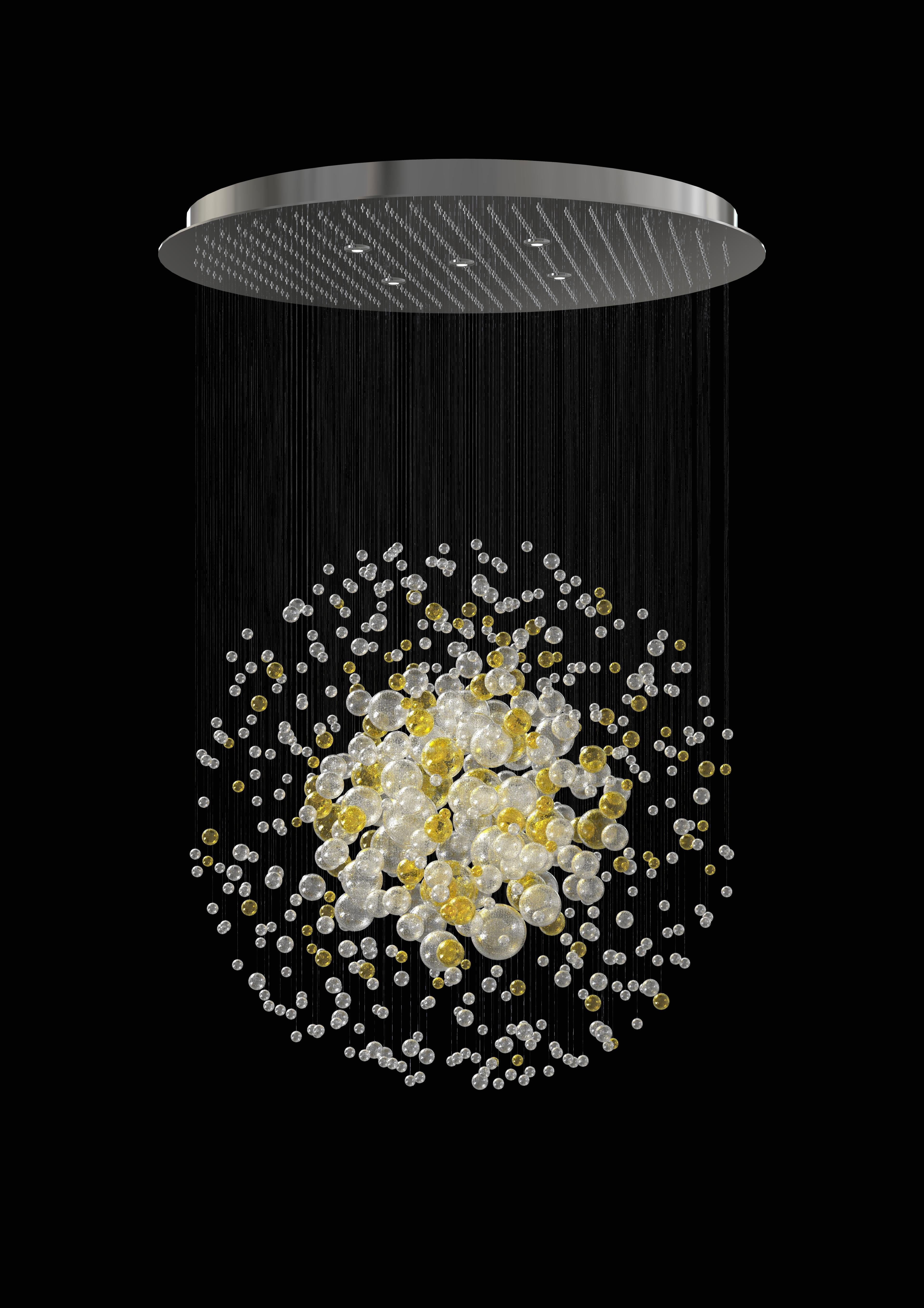 Bubbles in Space is an icon of organic timeless design. This ethereal object is a rendition of an explosion of bubbles in space which transports the viewer to an unreal world of pure fascination. It evokes bubbles in champagne fizzing through the