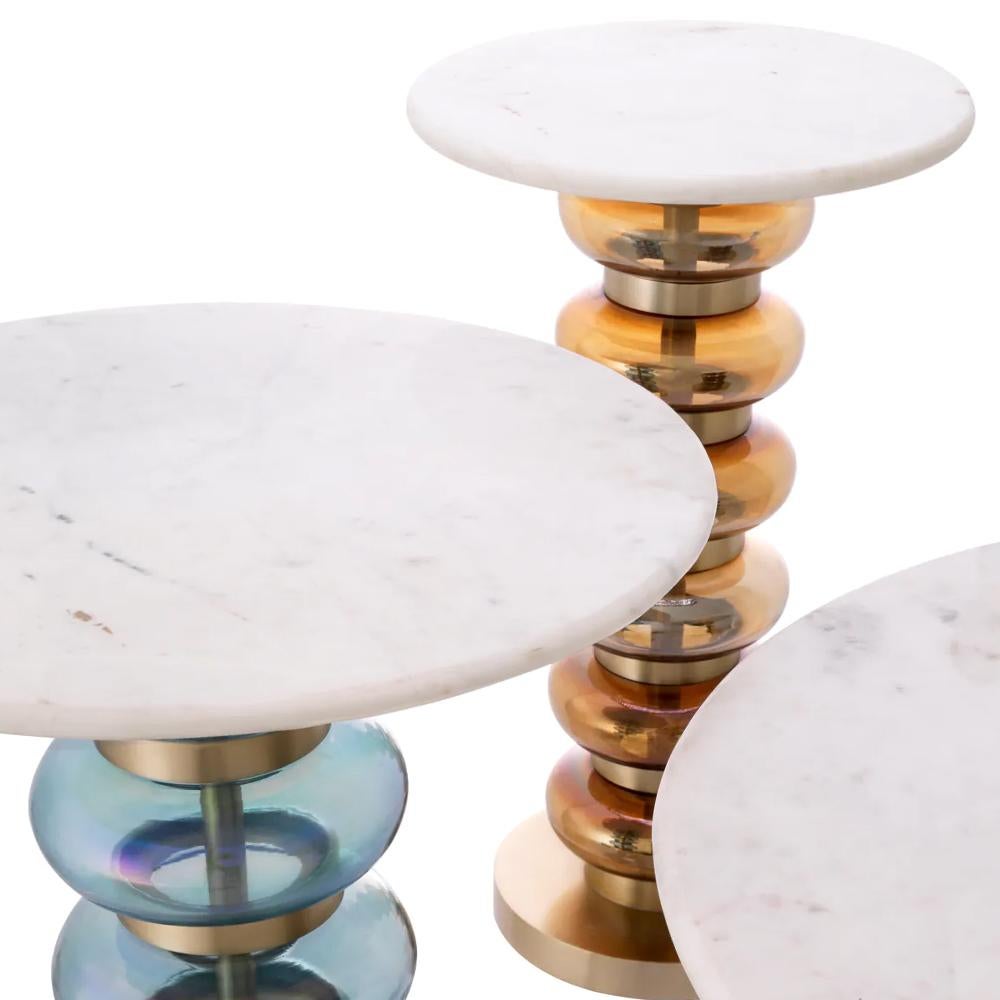Brass Bubbles Set of 3 Side Table For Sale